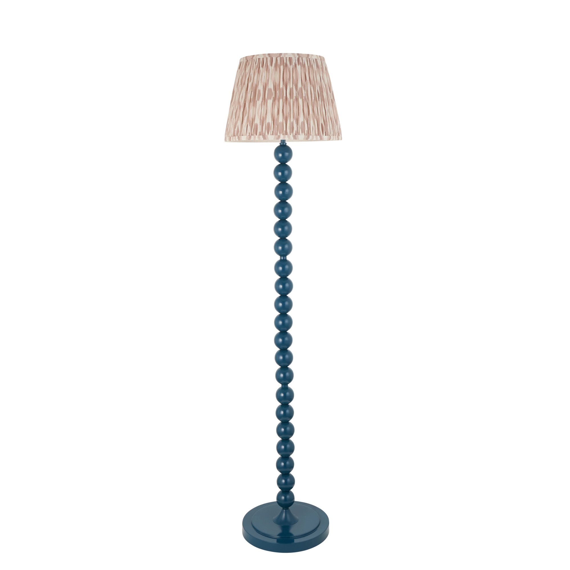Endon Higgledy Gloss Marlin Blue Floor Lamp & Ikat 35cm Neutral Shade