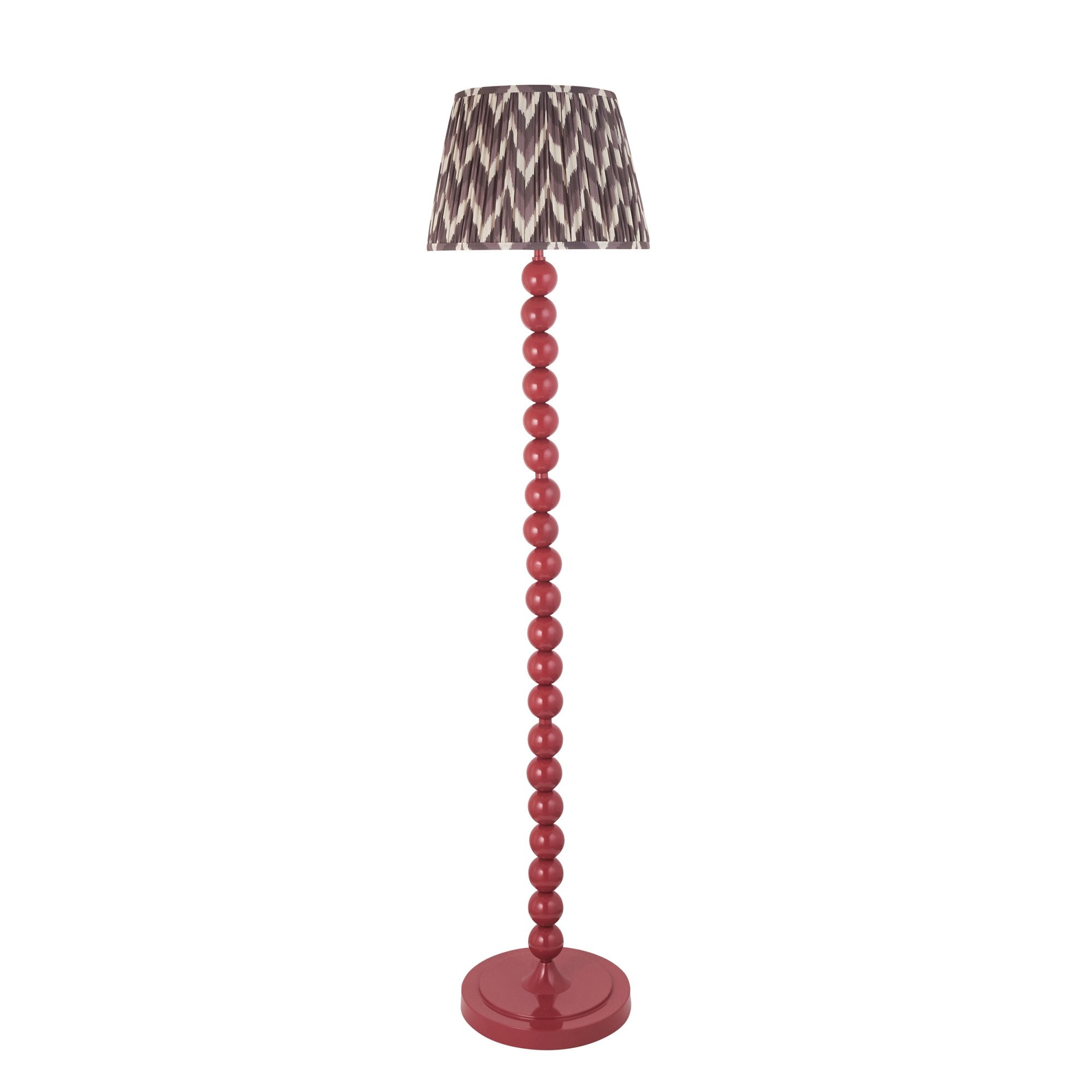 Endon Higgledy Gloss Pink Clay Floor Lamp & Zigzag 35cm Pearl Grey Shade
