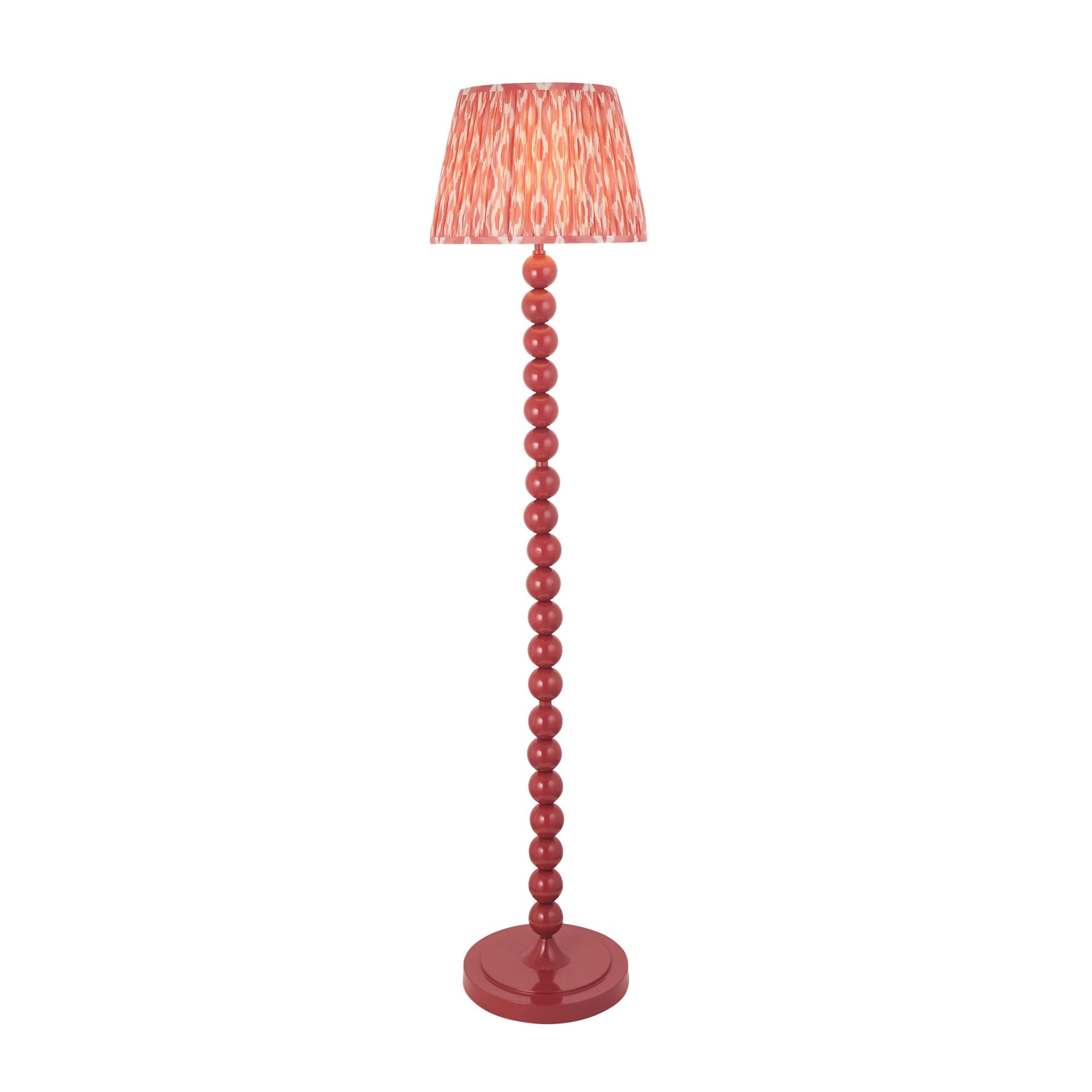 Endon Higgledy Gloss Pink Clay Floor Lamp & Ikat 35cm Coral Pink Shade
