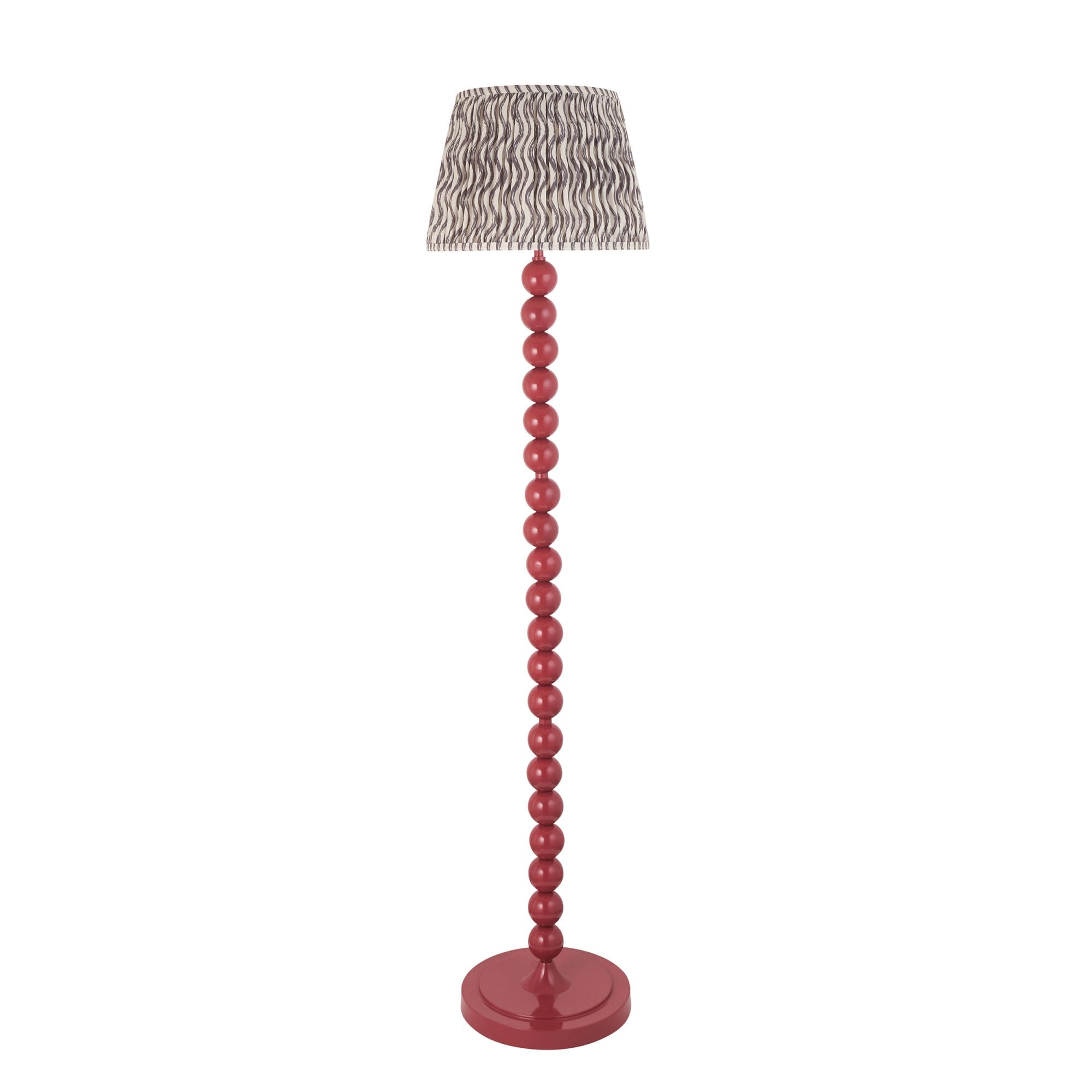 Endon Higgledy Gloss Pink Clay Floor Lamp & Ripple 35cm Pearl Grey Shade