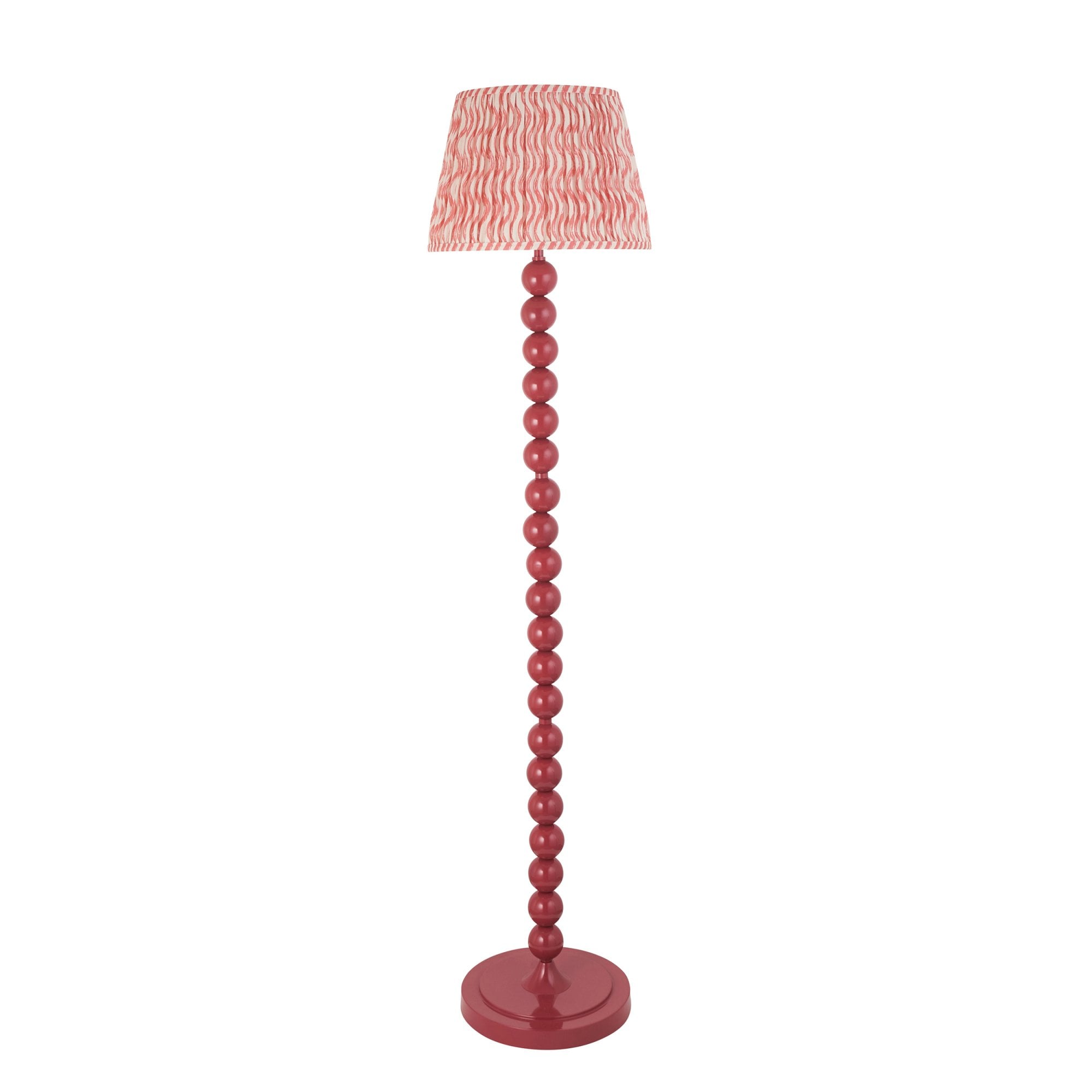 Endon Higgledy Gloss Pink Clay Floor Lamp & Ripple 35cm Coral Pink Shade