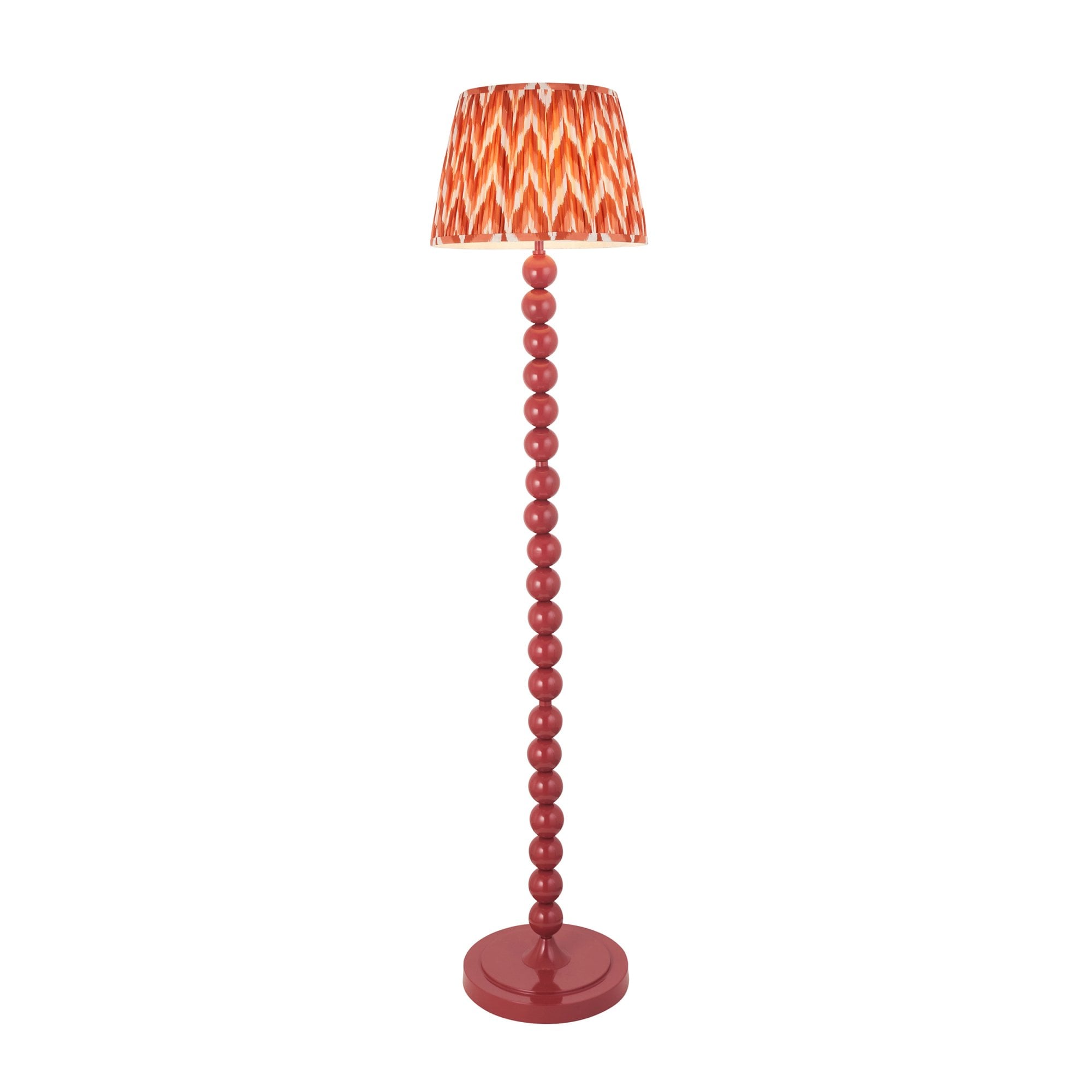 Endon Higgledy Gloss Pink Clay Floor Lamp & Zigzag 35cm Apricot Orange Shade