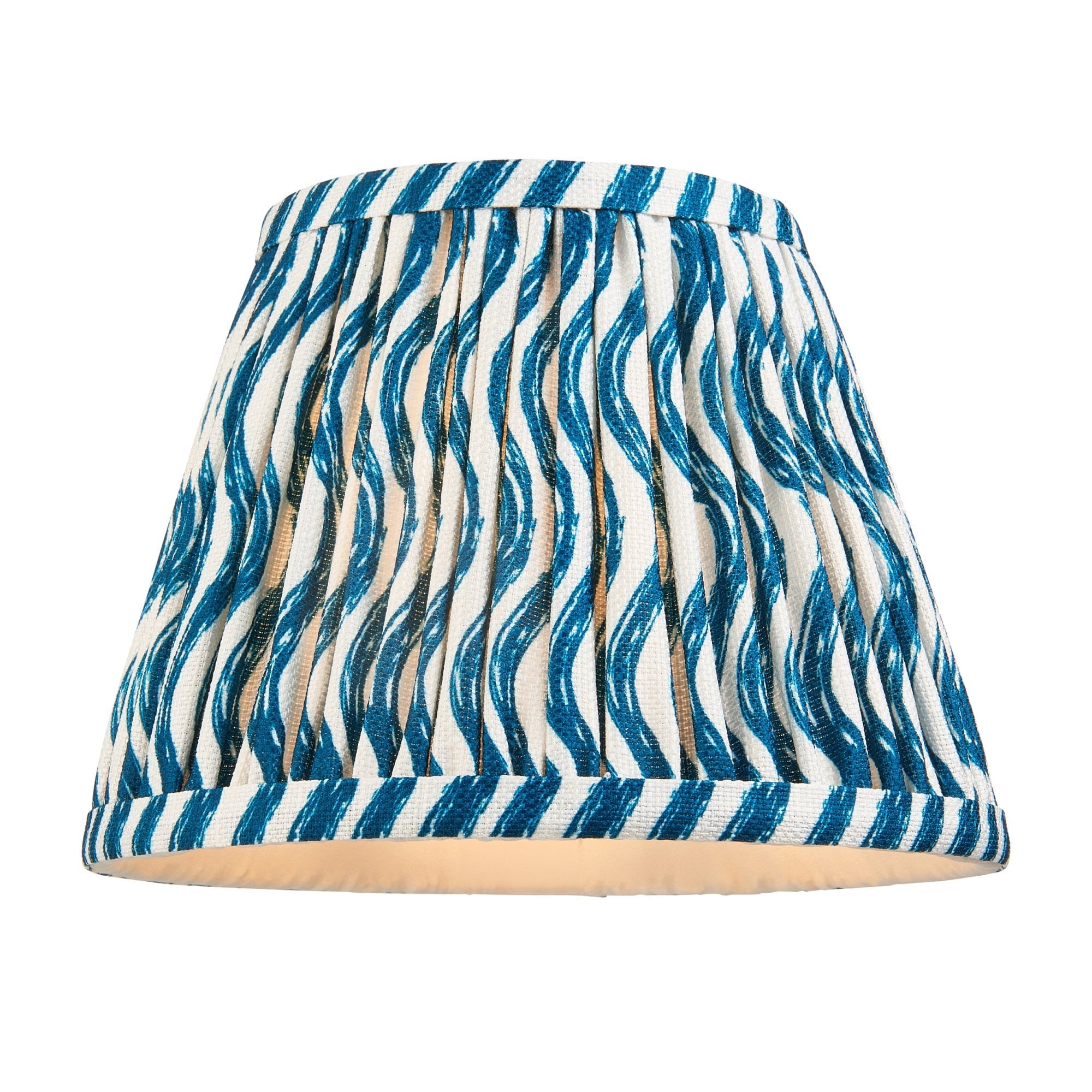 Endon Higgledy Gloss Almond White Table Lamp & Ripple 20cm Marlin Blue Shade