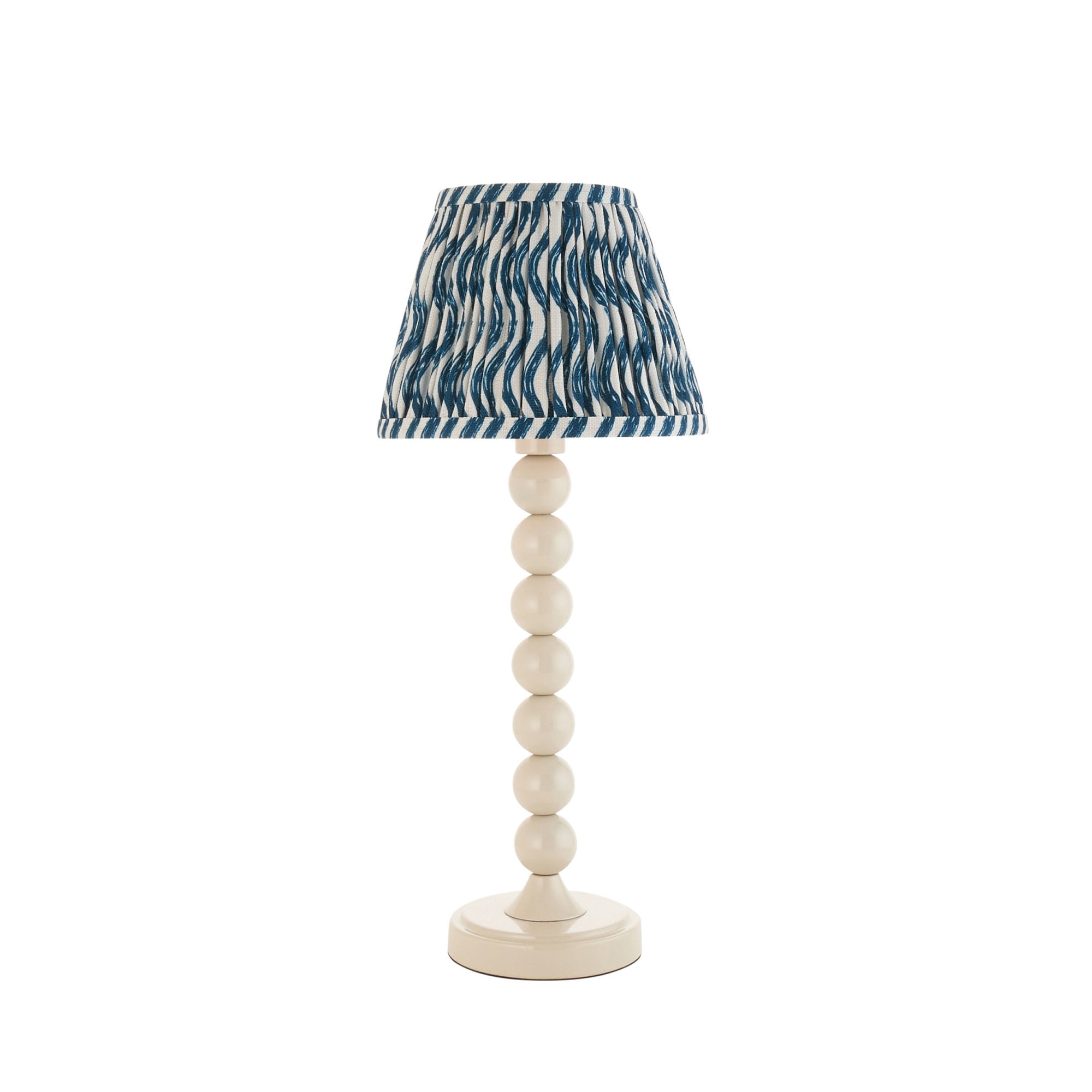 Endon Higgledy Gloss Almond White Table Lamp & Ripple 20cm Marlin Blue Shade