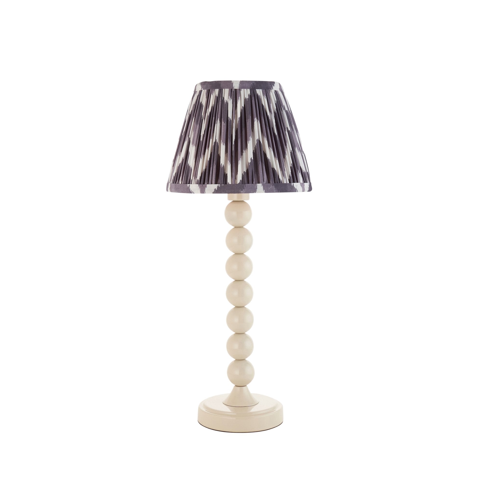 Endon Higgledy Gloss Almond White Table Lamp & Zigzag 20cm Pearl Grey Shade