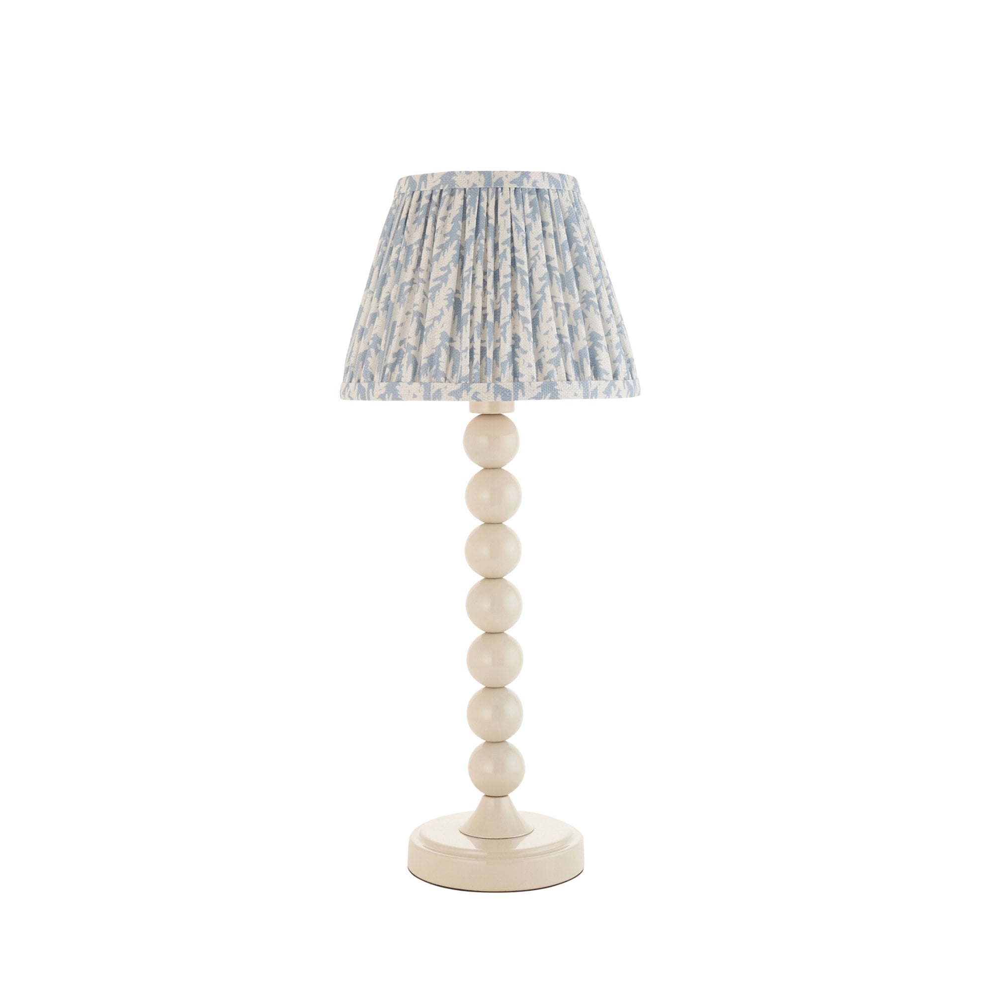 Endon Higgledy Gloss Almond White Table Lamp & Leaf 20cm Shell Bay Blue Shade
