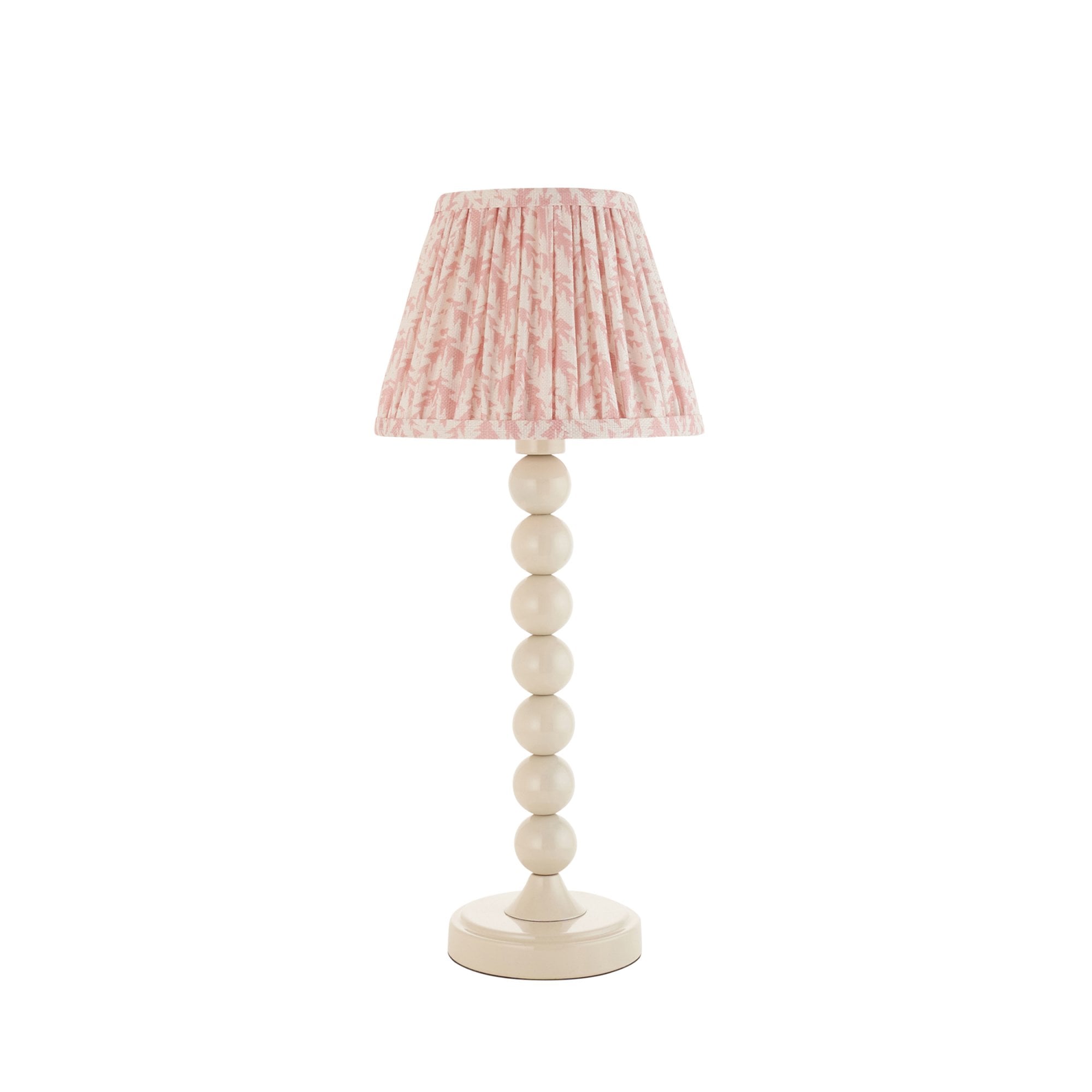 Endon Higgledy Gloss Almond White Table Lamp & Leaf 20cm Peachy Keen Shade