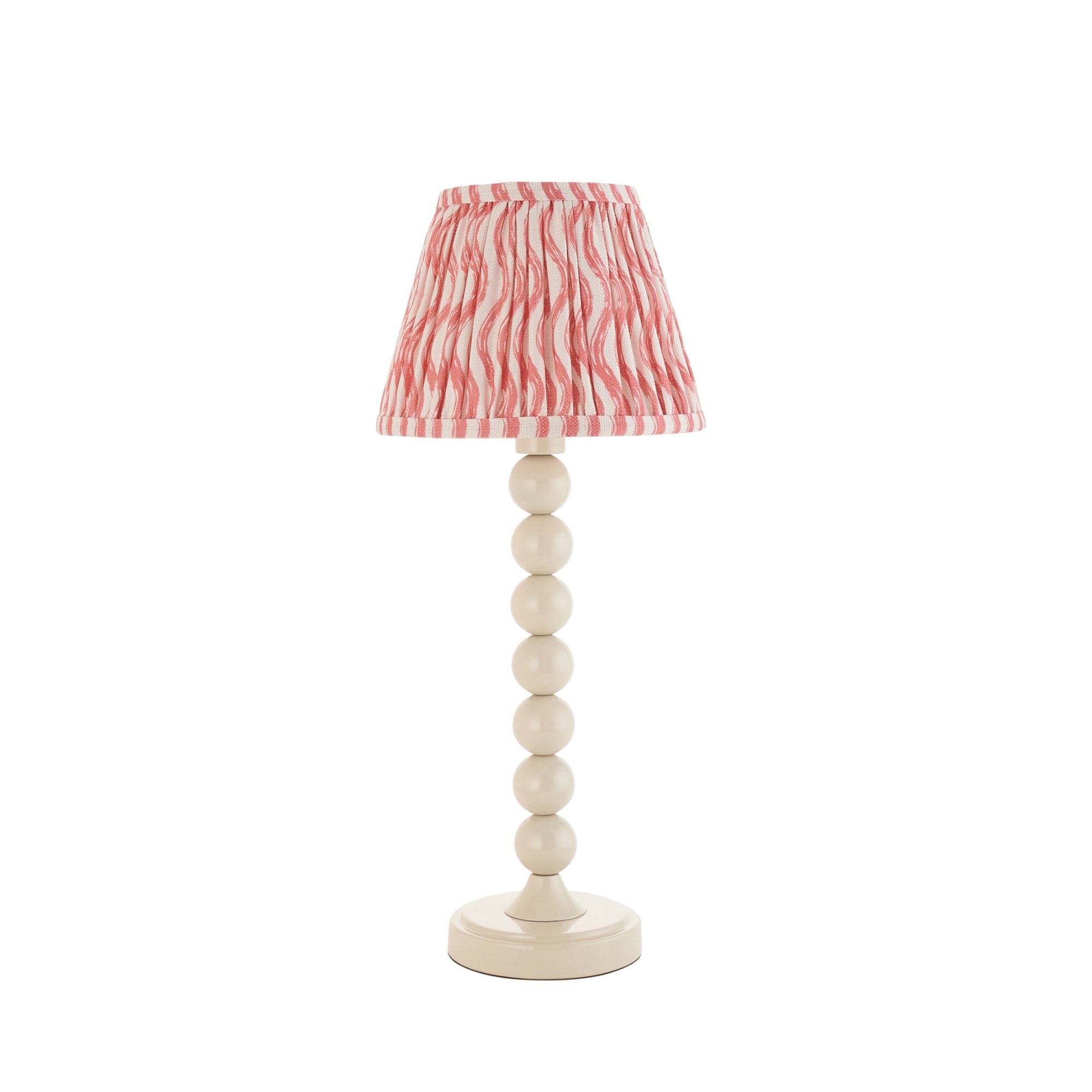 Endon Higgledy Gloss Almond White Table Lamp & Ripple 20cm Coral Pink Shade