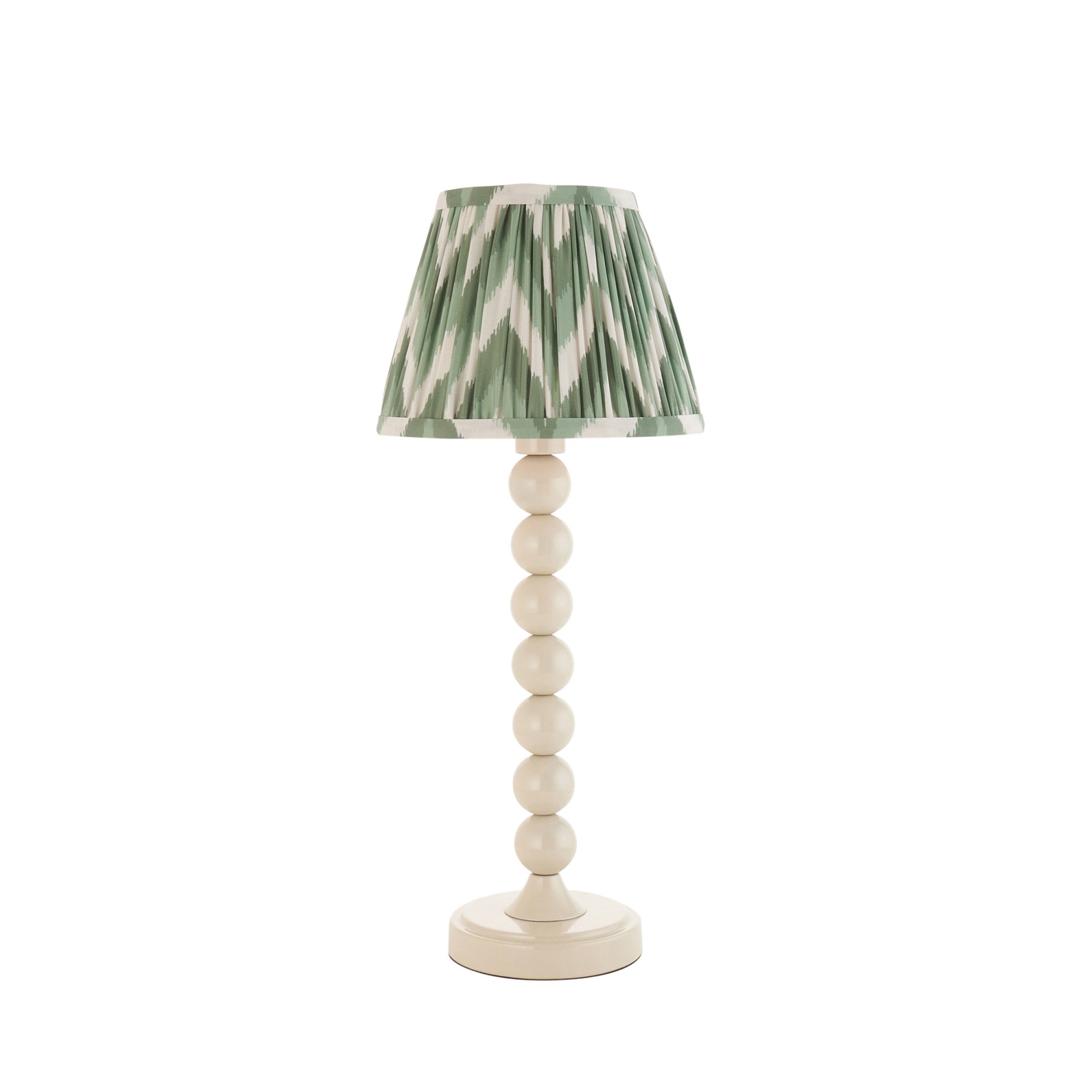 Endon Higgledy Gloss Almond White Table Lamp & Zigzag 20cm Cotswold Green Shade