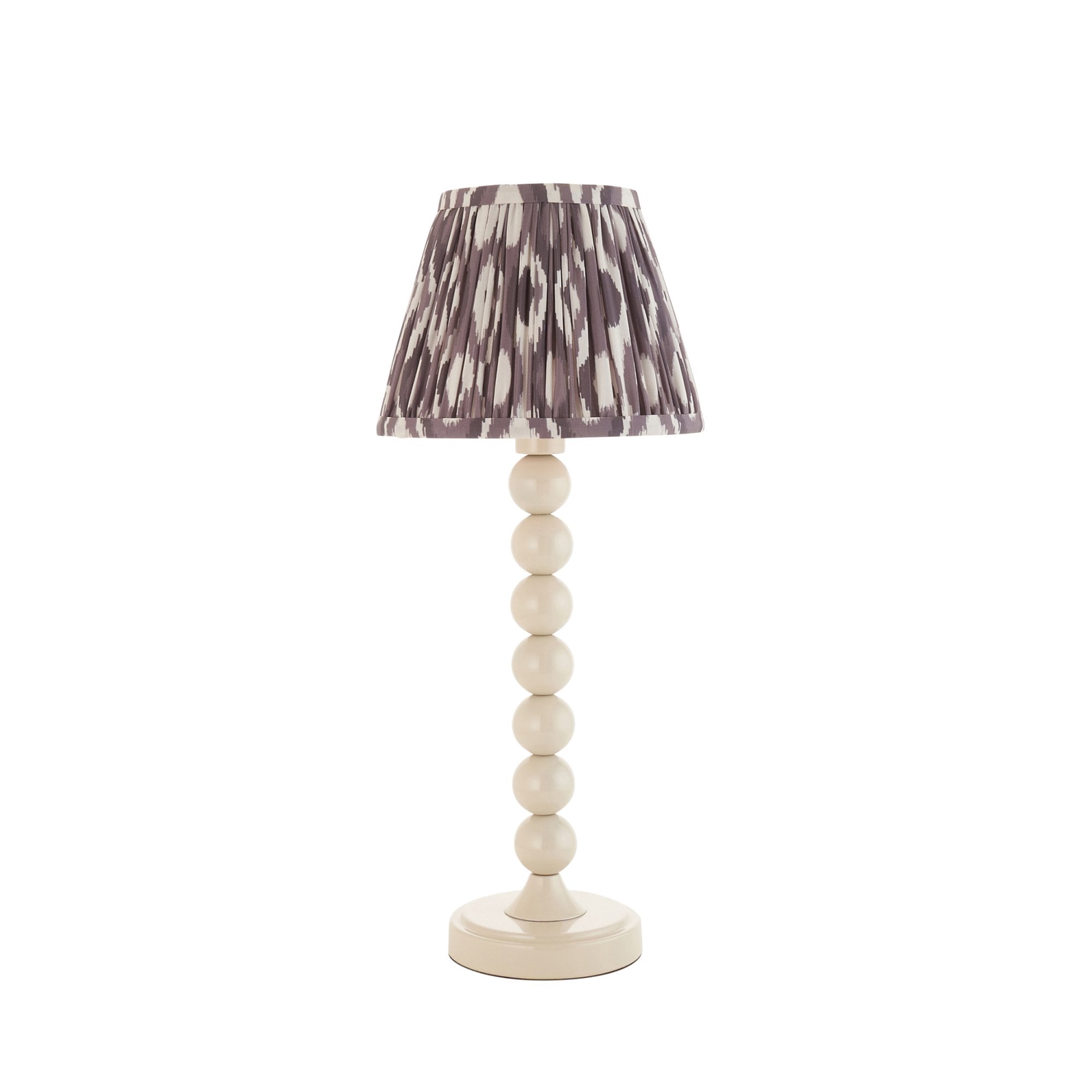 Endon Higgledy Gloss Almond White Table Lamp & Ikat 20cm Pearl Grey Shade