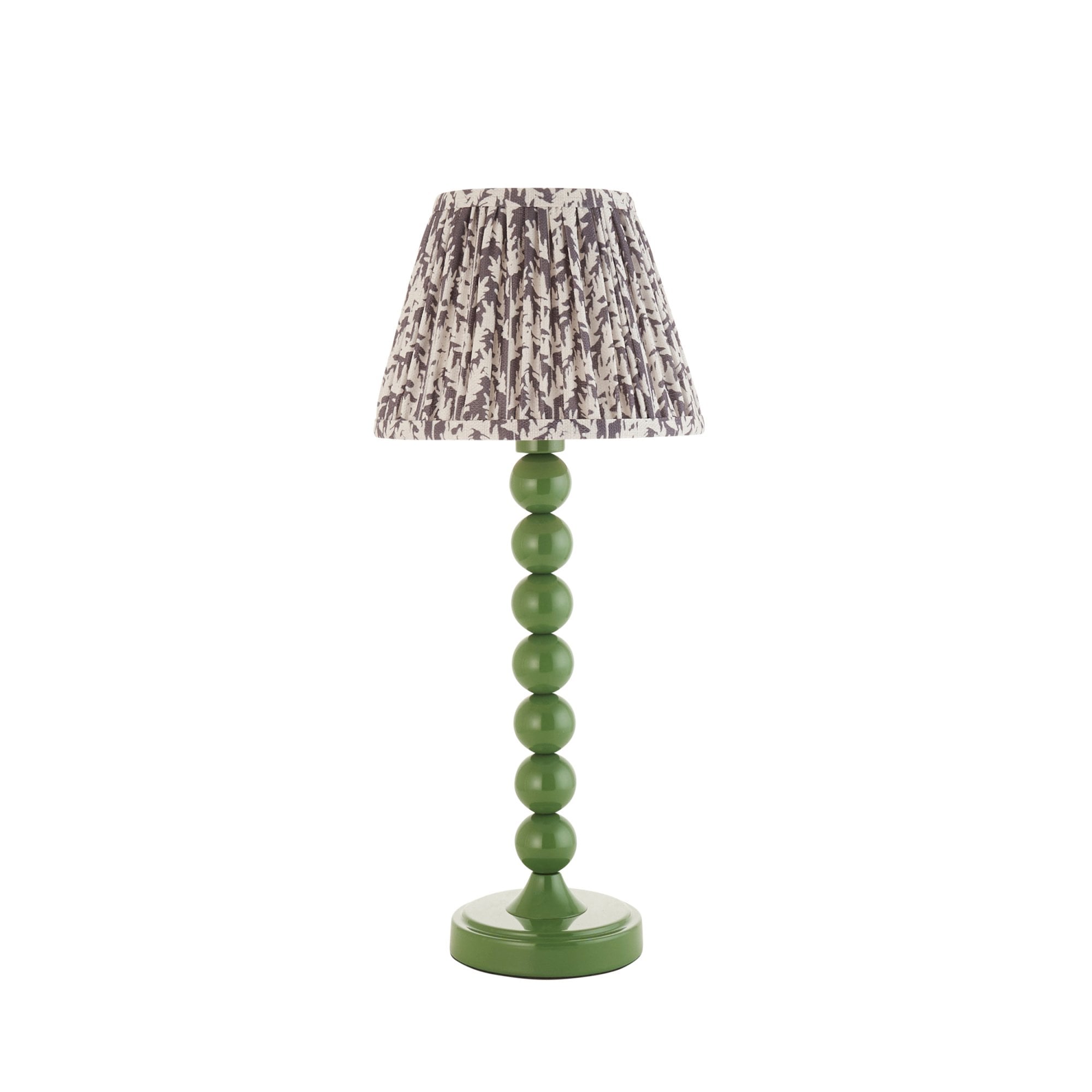Endon Higgledy Gloss Cotswold Green Table Lamp & Leaf 20cm Pearl Grey Shade