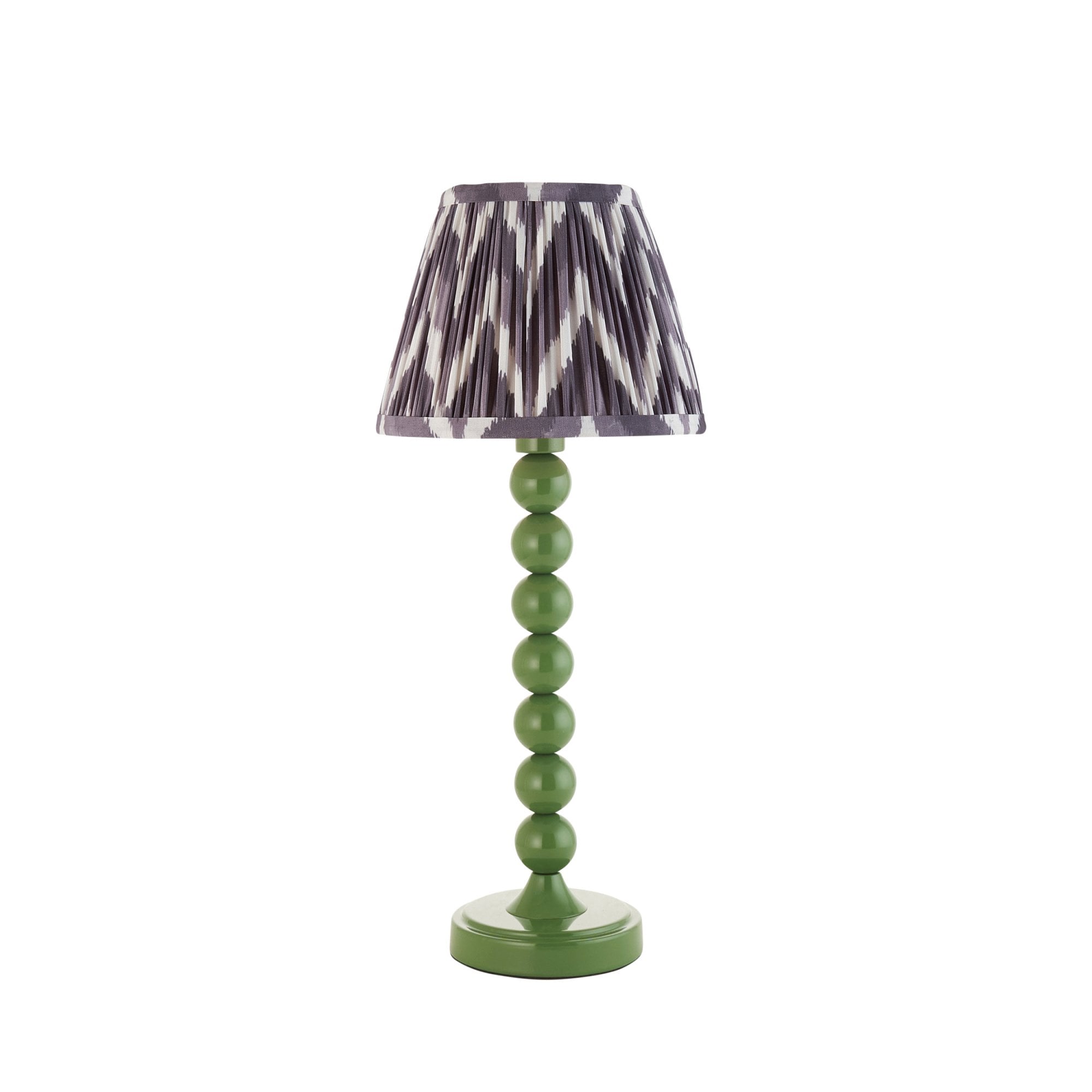 Endon Higgledy Gloss Cotswold Green Table Lamp & Zigzag 20cm Pearl Grey Shade
