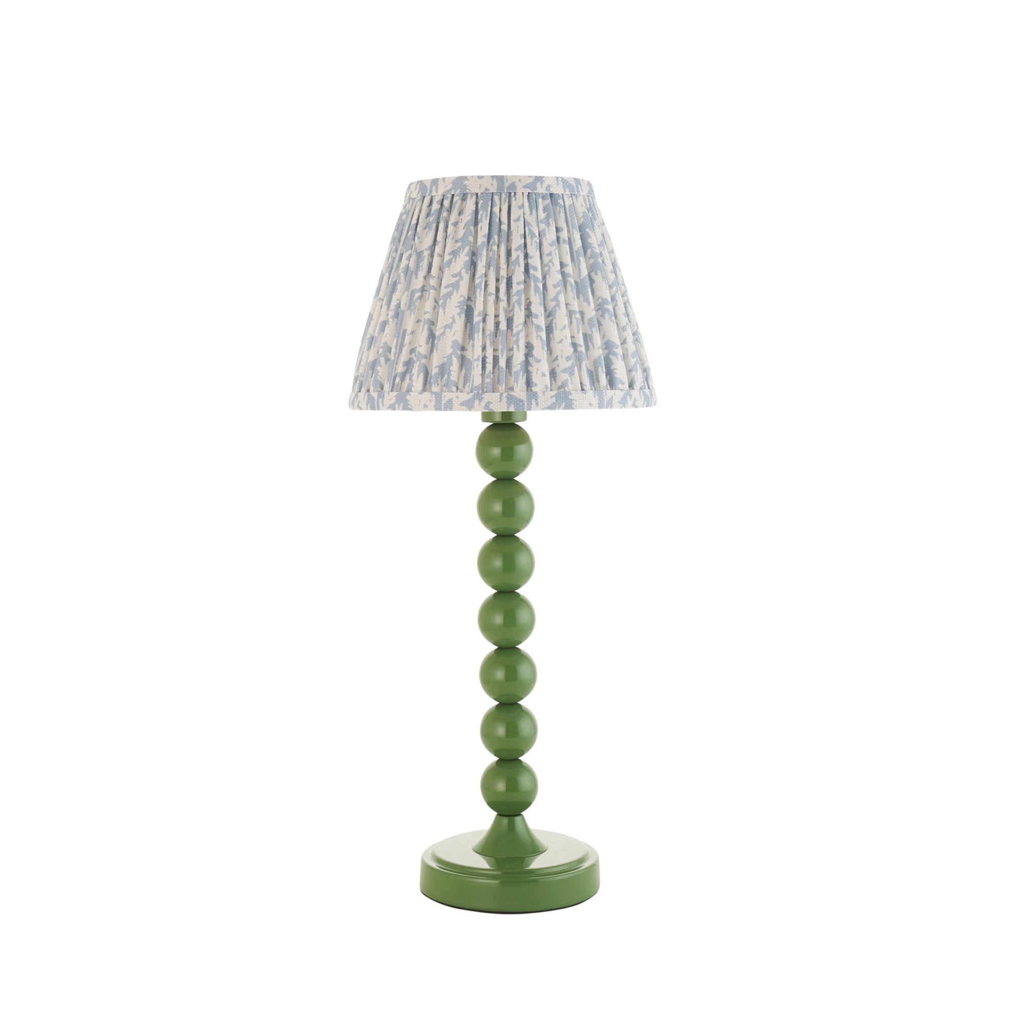 Endon Higgledy Gloss Cotswold Green Table Lamp & Leaf 20cm Shell Bay Blue Shade