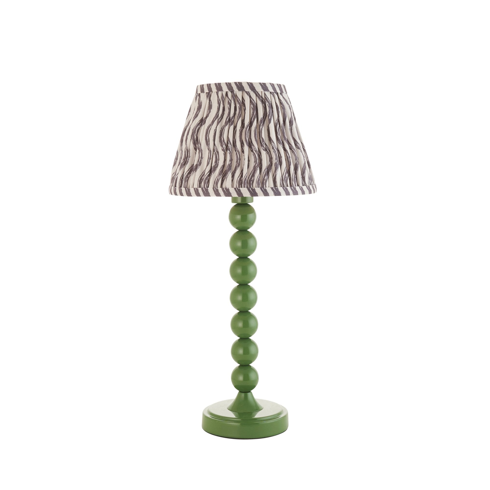 Endon Higgledy Gloss Cotswold Green Table Lamp & Ripple 20cm Pearl Grey Shade