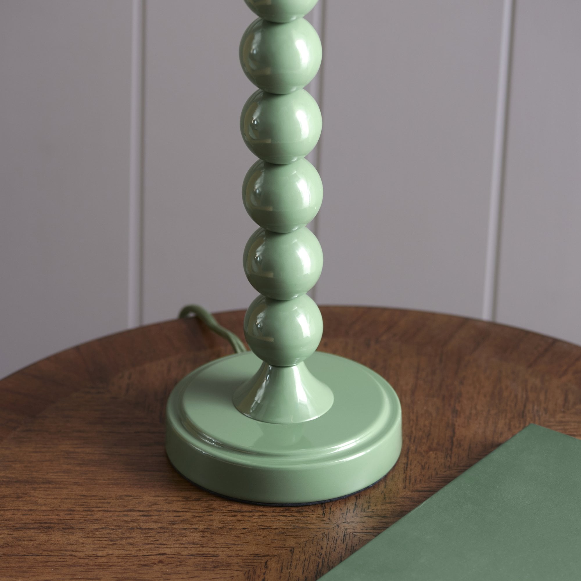 Endon Higgledy Gloss Cotswold Green Table Lamp & Zigzag 20cm Apricot Orange Shade