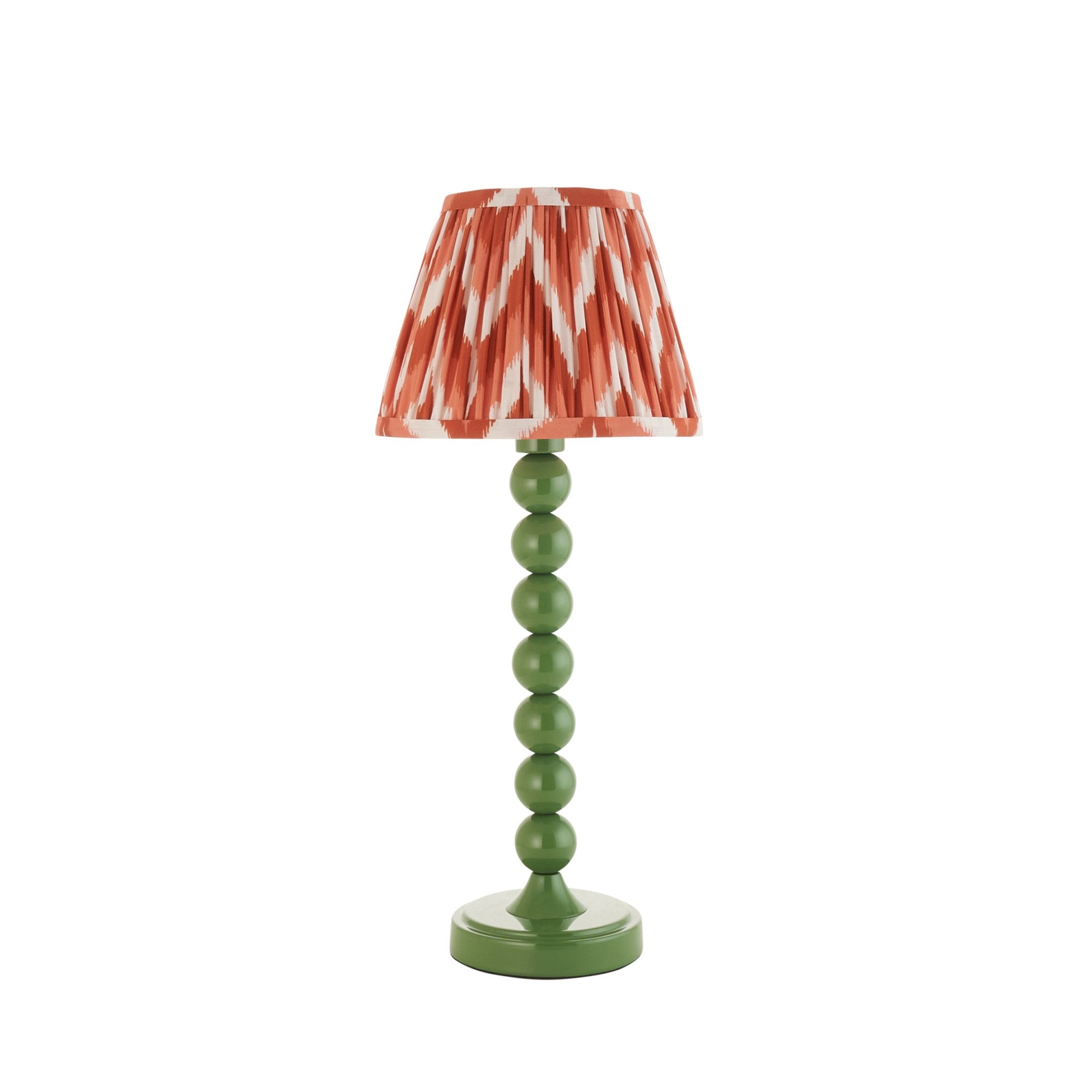 Endon Higgledy Gloss Cotswold Green Table Lamp & Zigzag 20cm Apricot Orange Shade