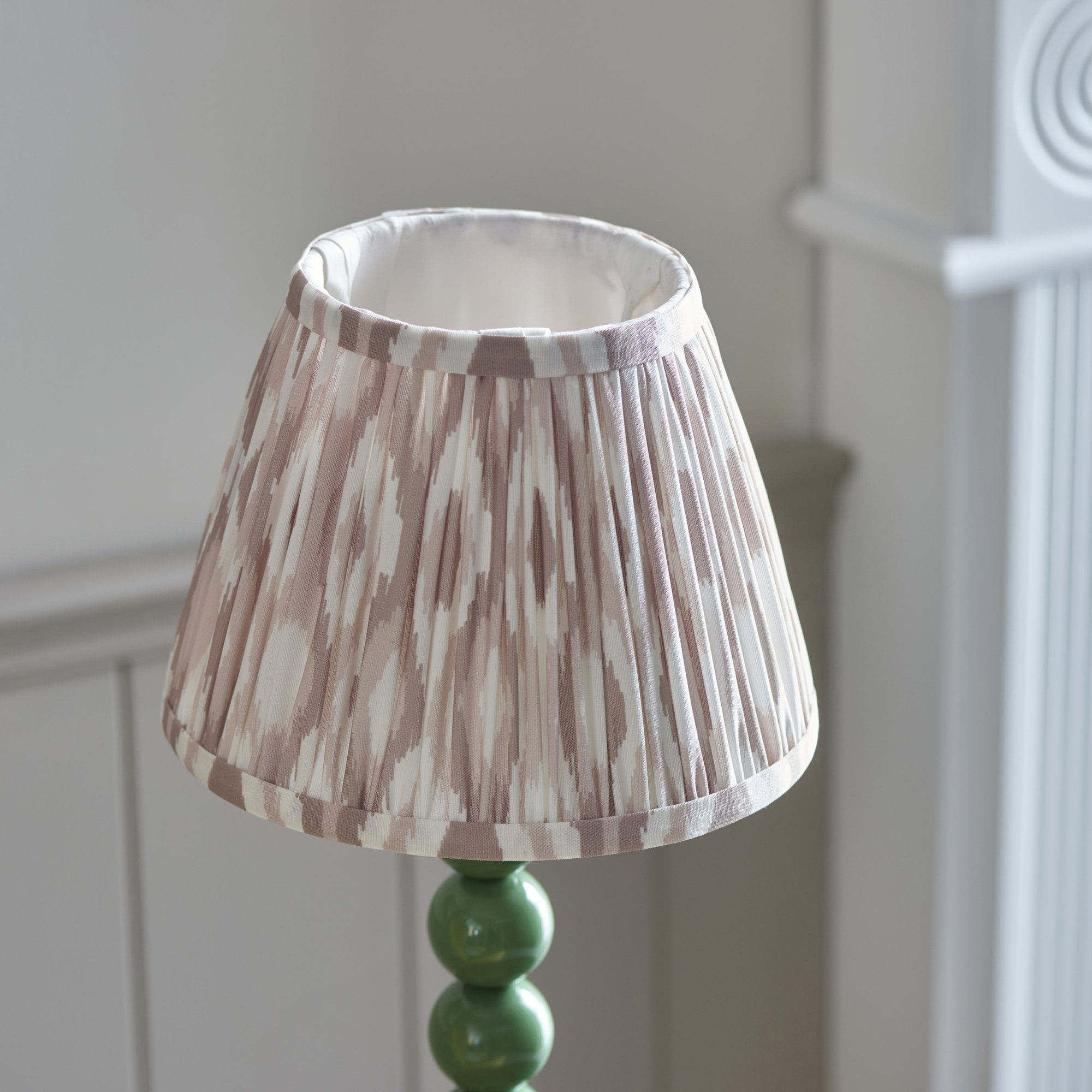 Endon Higgledy Gloss Cotswold Green Table Lamp & Ikat 20cm Neutral Shade