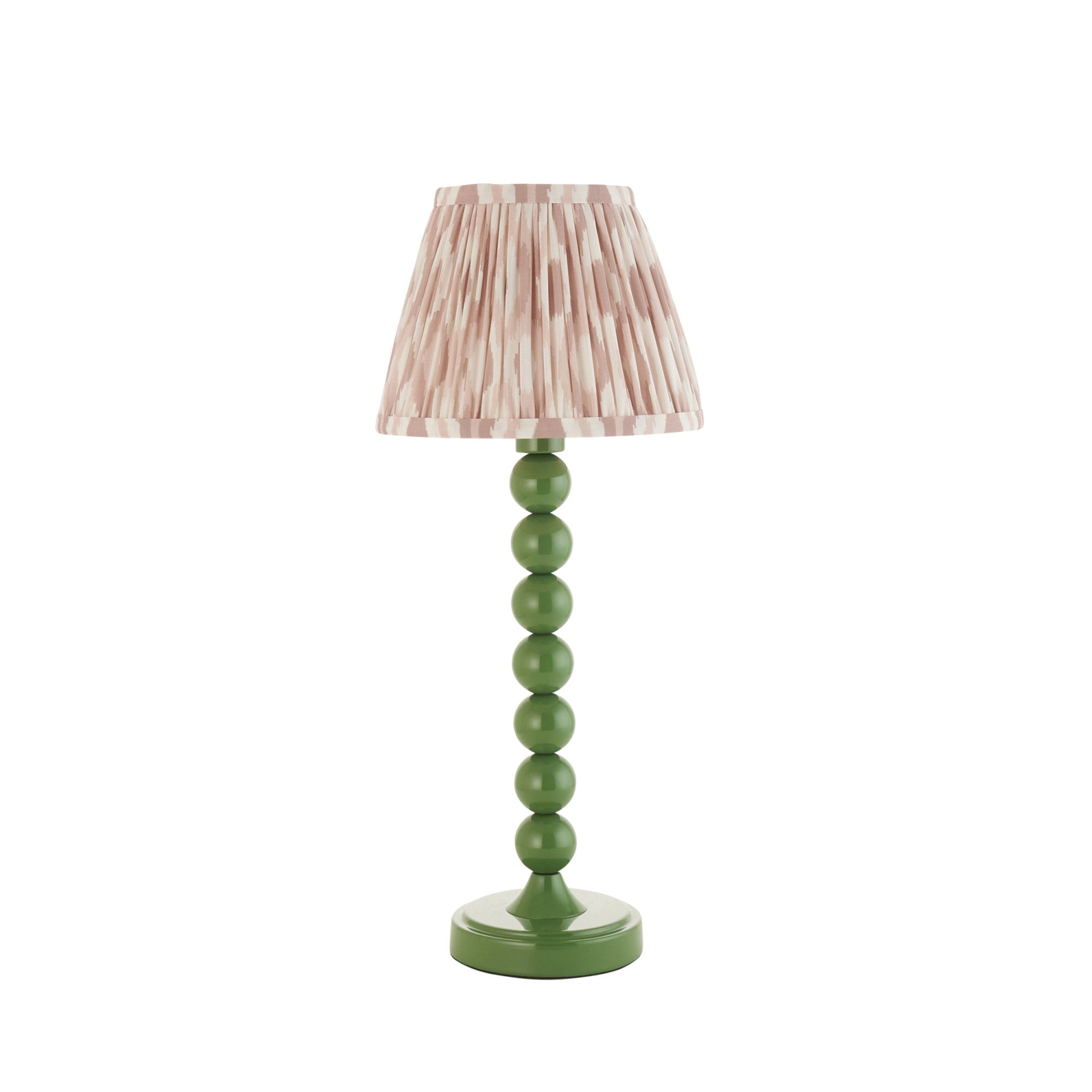 Endon Higgledy Gloss Cotswold Green Table Lamp & Ikat 20cm Neutral Shade