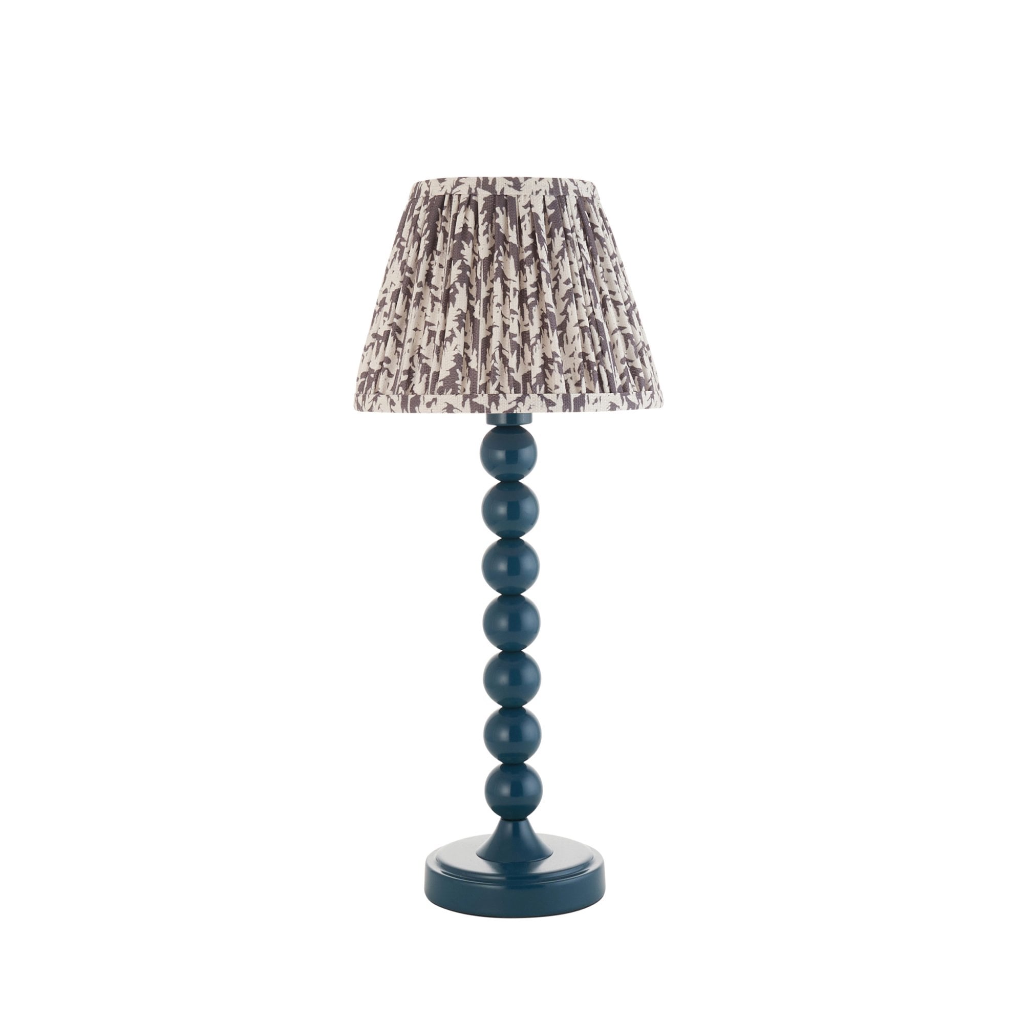 Endon Higgledy Gloss Marlin Blue Table Lamp & Leaf 20cm Pearl Grey Shade