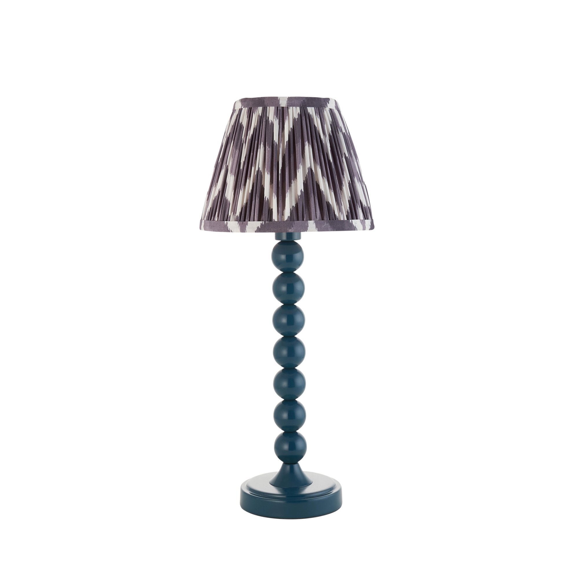 Endon Higgledy Gloss Marlin Blue Table Lamp & Zigzag 20cm Pearl Grey Shade