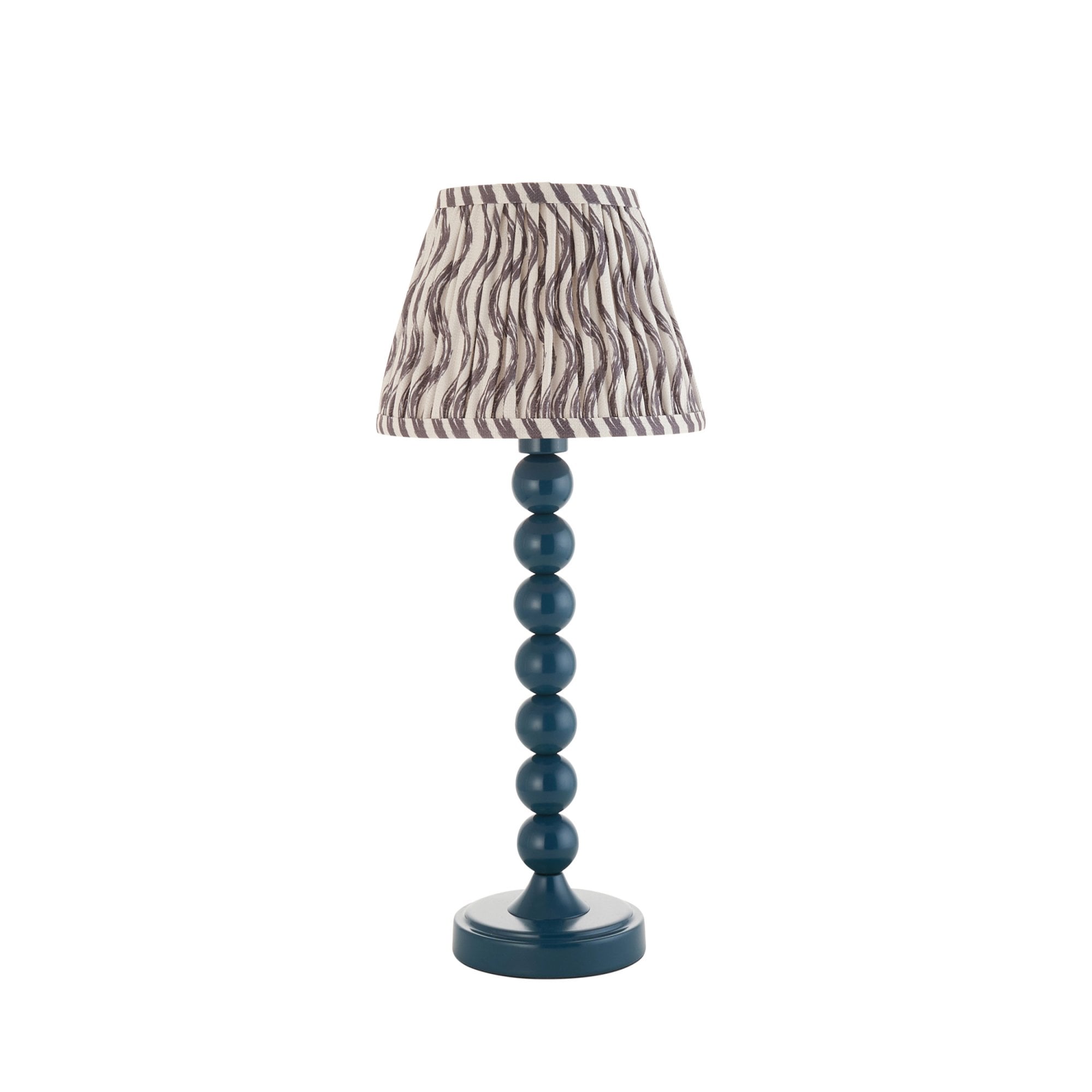 Endon Higgledy Gloss Marlin Blue Table Lamp & Ripple 20cm Pearl Grey Shade