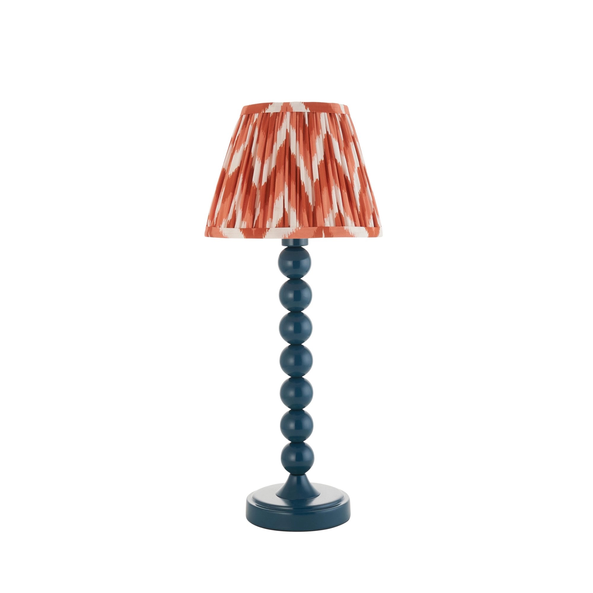 Endon Higgledy Gloss Marlin Blue Table Lamp & Zigzag 20cm Apricot Orange Shade