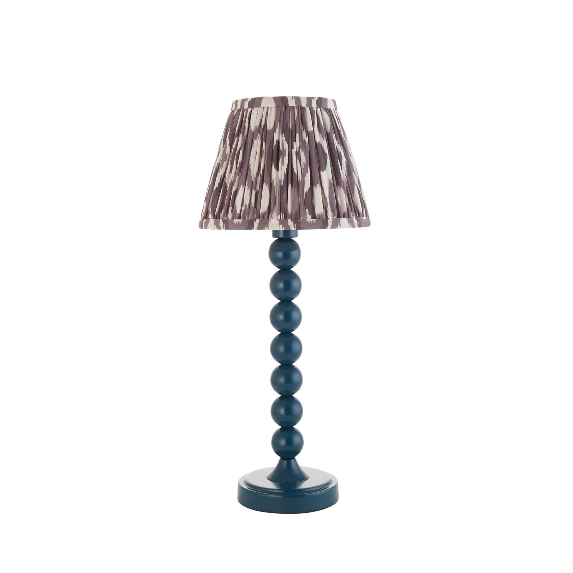 Endon Higgledy Gloss Marlin Blue Table Lamp & Ikat 20cm Pearl Grey Shade