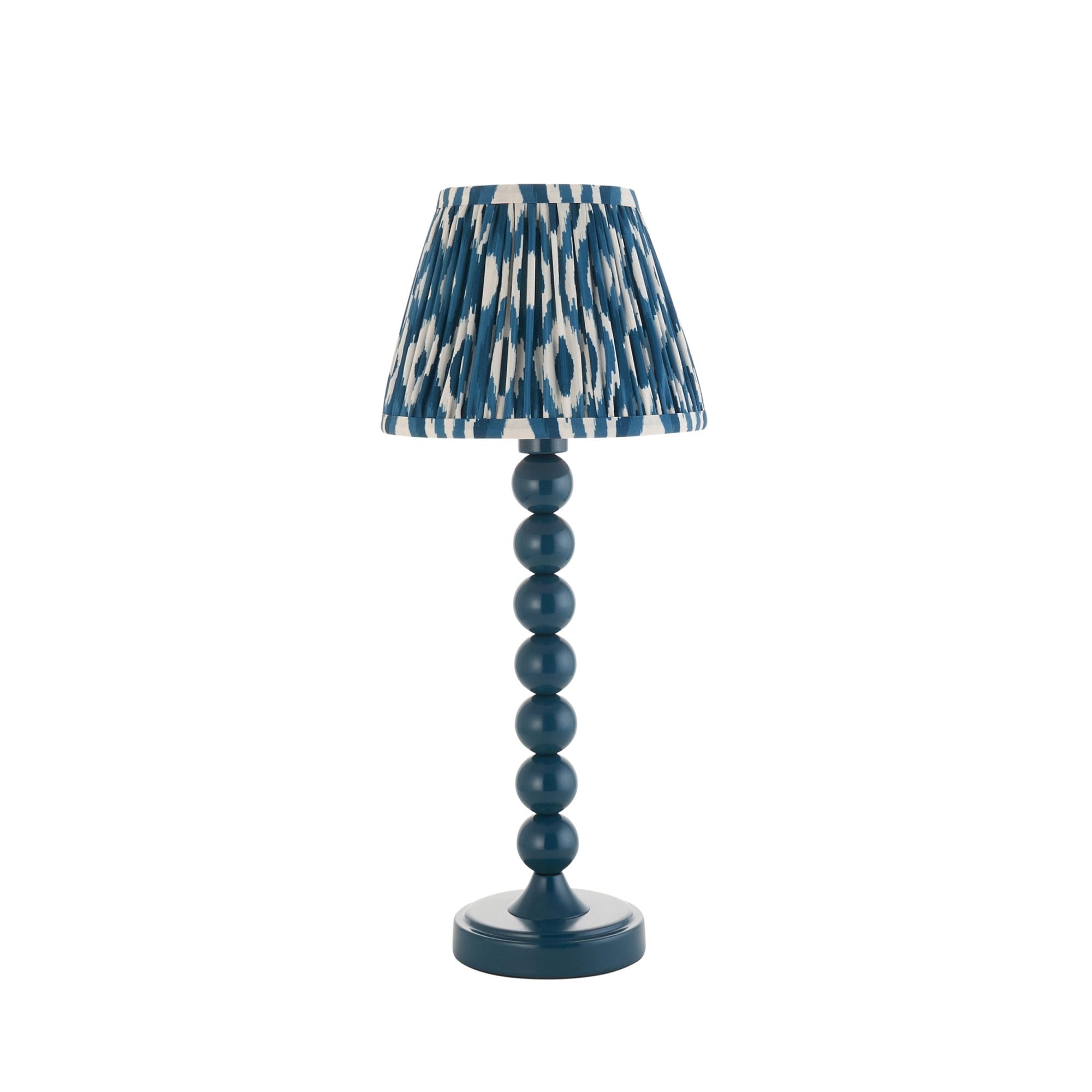 Endon Higgledy Gloss Marlin Blue Table Lamp & Ikat 20cm Marlin Blue Shade
