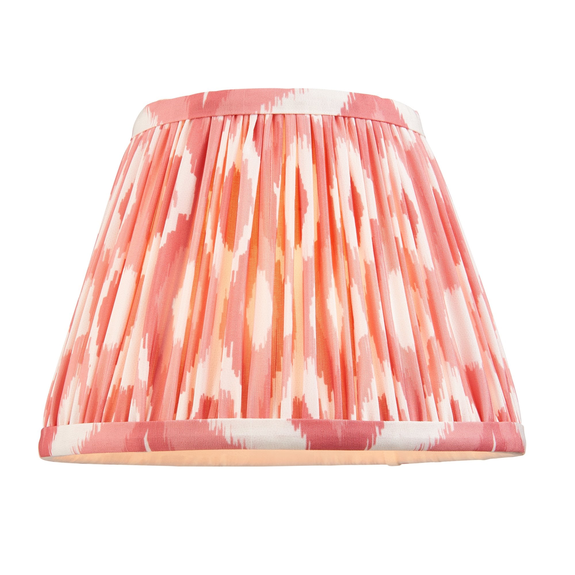 Endon Higgledy Gloss Pink Clay Table Lamp & Ikat 20cm Coral Pink Shade