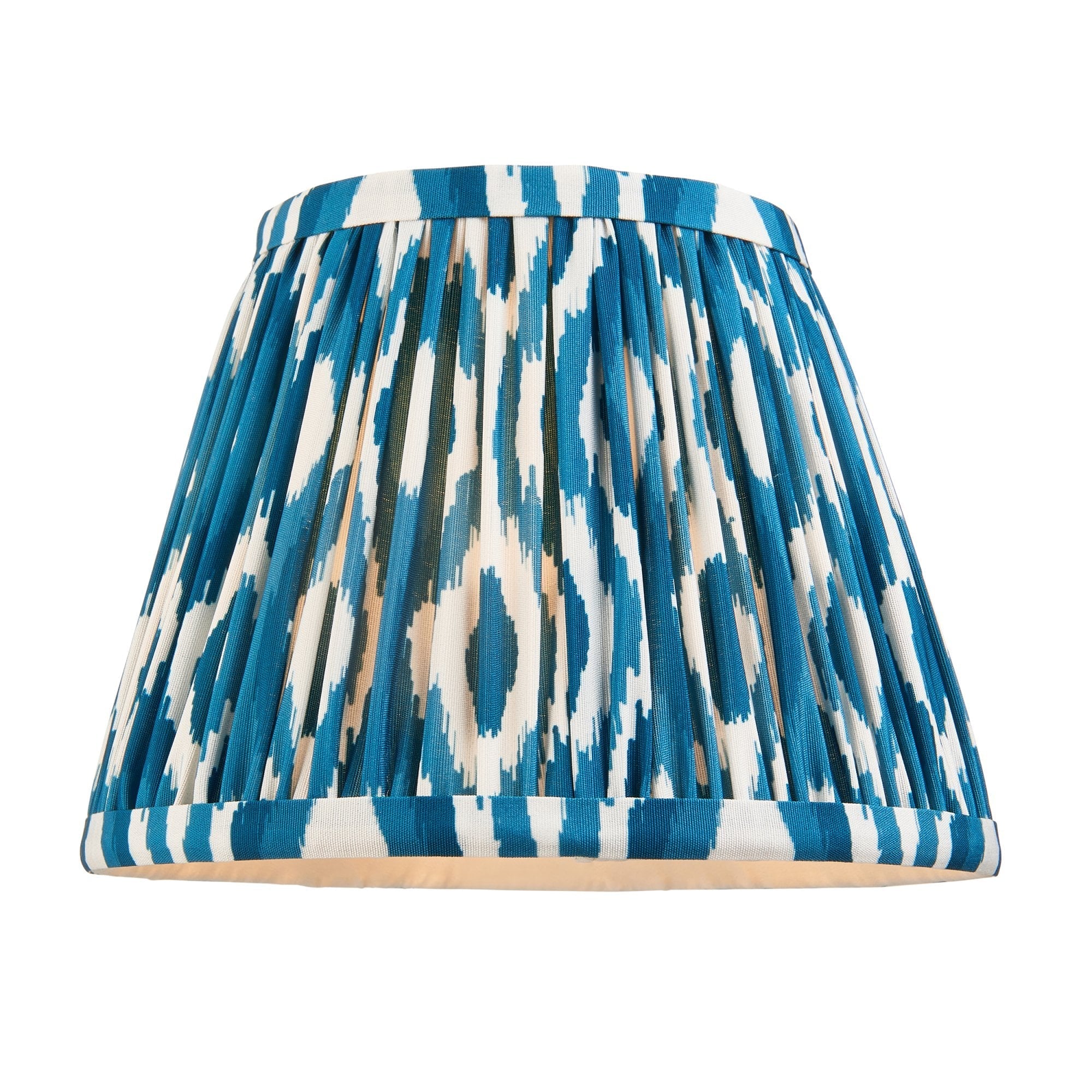 Endon Higgledy Gloss Pink Clay Table Lamp & Ikat 20cm Marlin Blue Shade