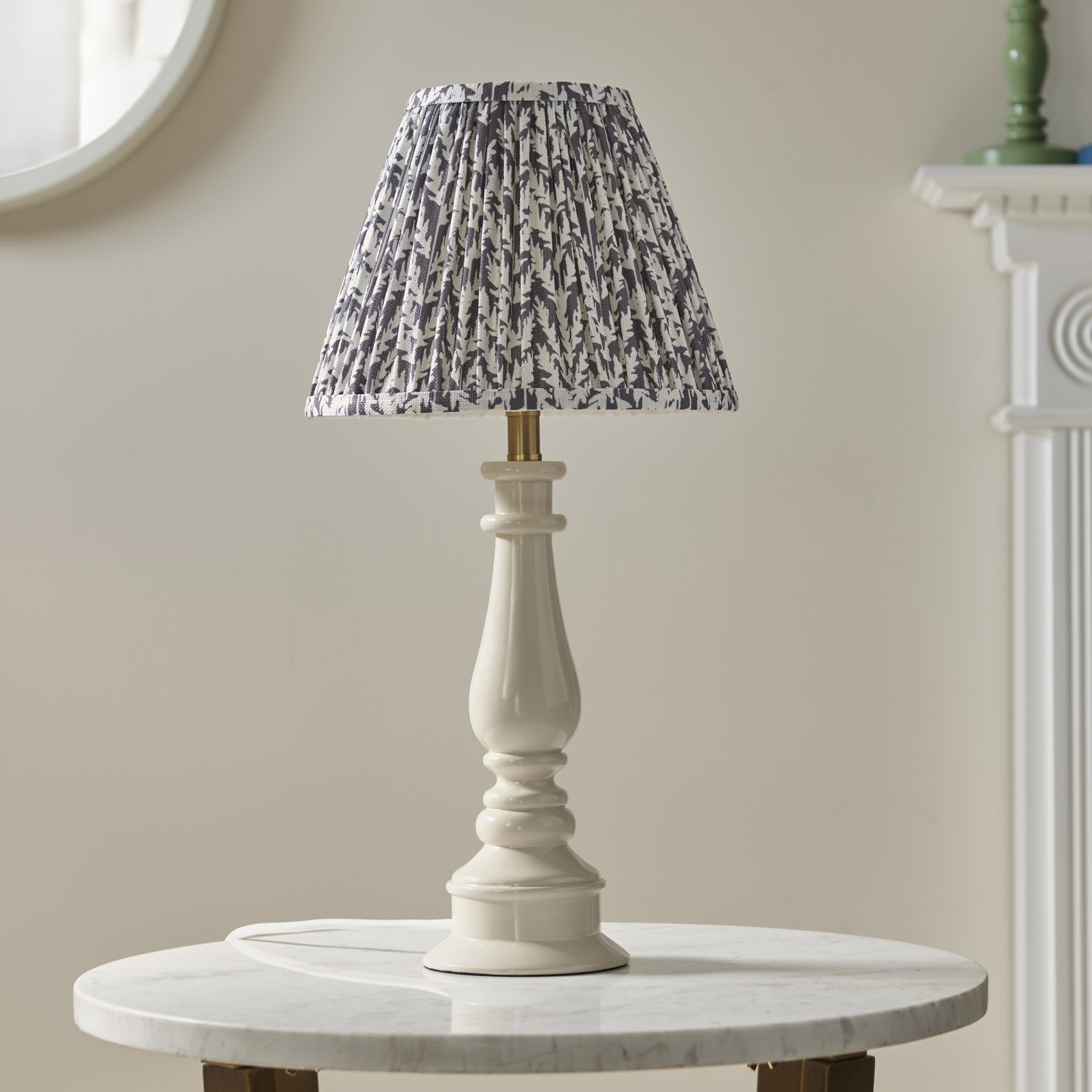 Endon Myrtle Table Lamp & Leaf 25cm Pearl Grey Shade