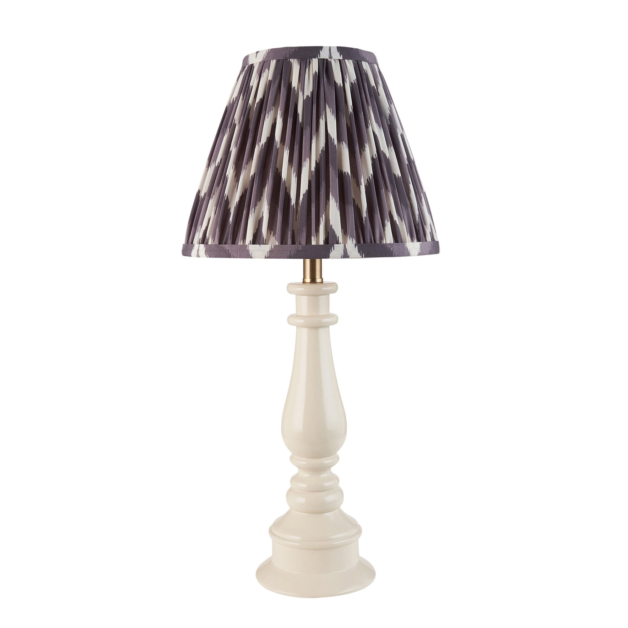 Endon Myrtle Gloss Almond White Table Lamp & Zigzag 25cm Pearl Grey Shade