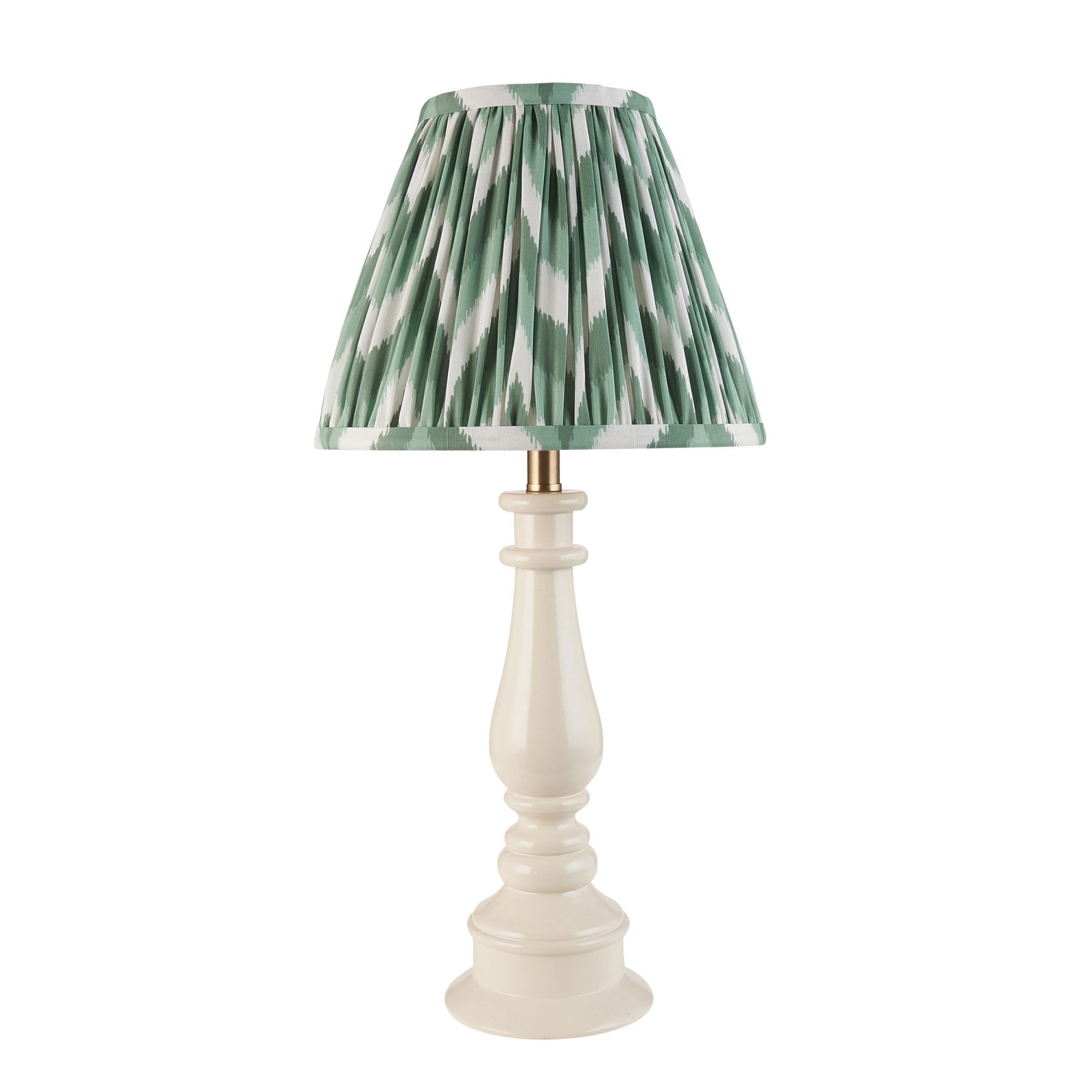 Endon Myrtle Gloss Almond White Table Lamp & Zigzag 25cm Cotswold Green Shade