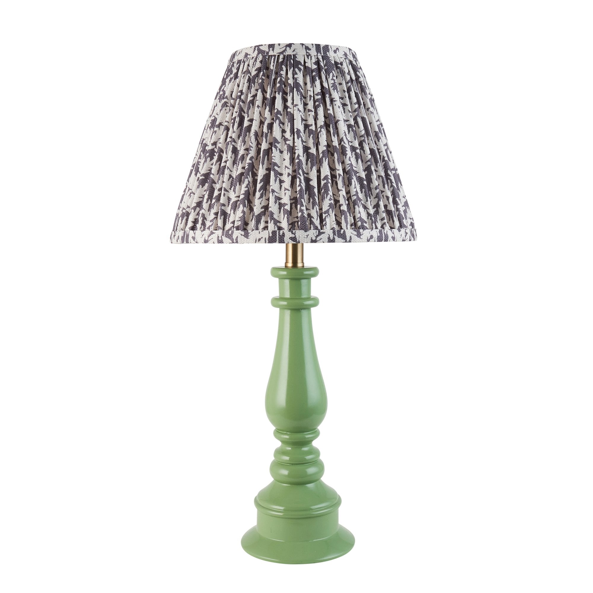 Endon Myrtle Gloss Cotswold Green Table Lamp & Leaf 25cm Pearl Grey Shade