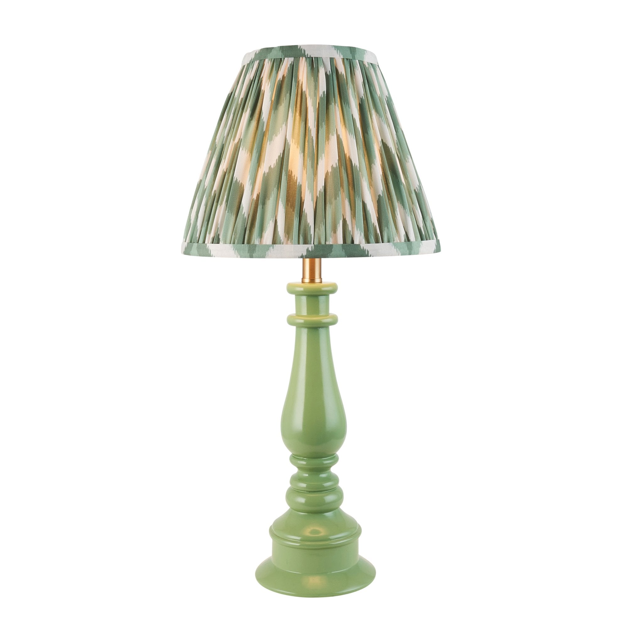 Endon Myrtle Gloss Cotswold Green Table Lamp & Zigzag 25cm Cotswold Green Shade