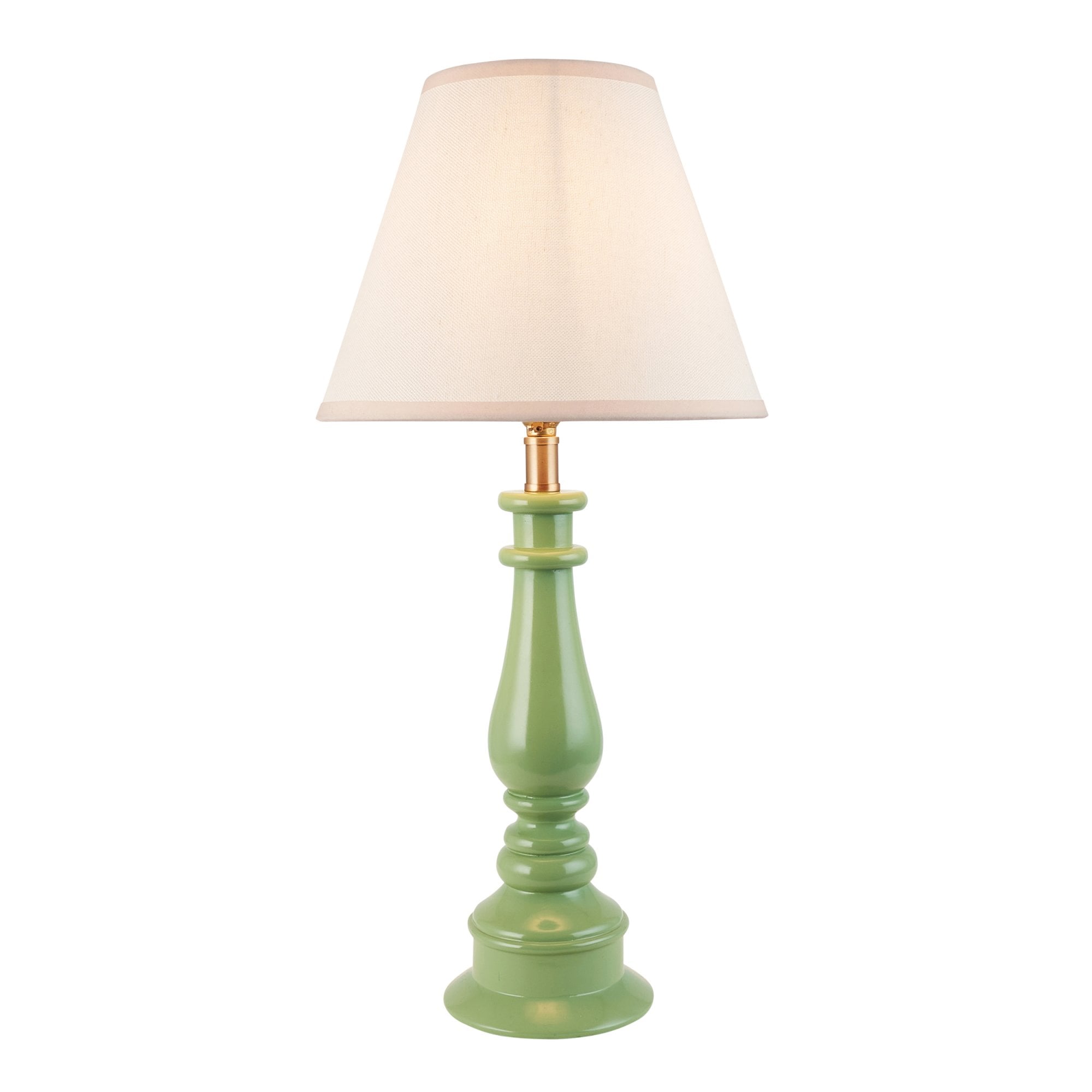 Endon Myrtle Gloss Cotswold Green Table Lamp & Ivy 25cm Vintage White Shade