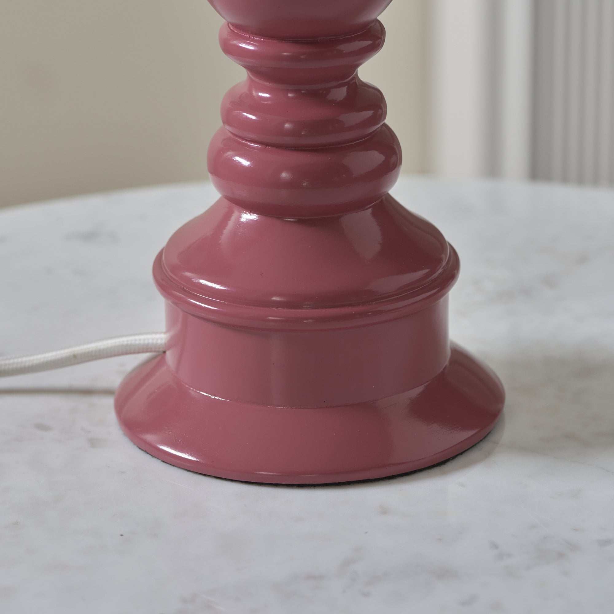 Endon Myrtle Gloss Pink Clay Table Lamp & Leaf 25cm Pearl Grey Shade