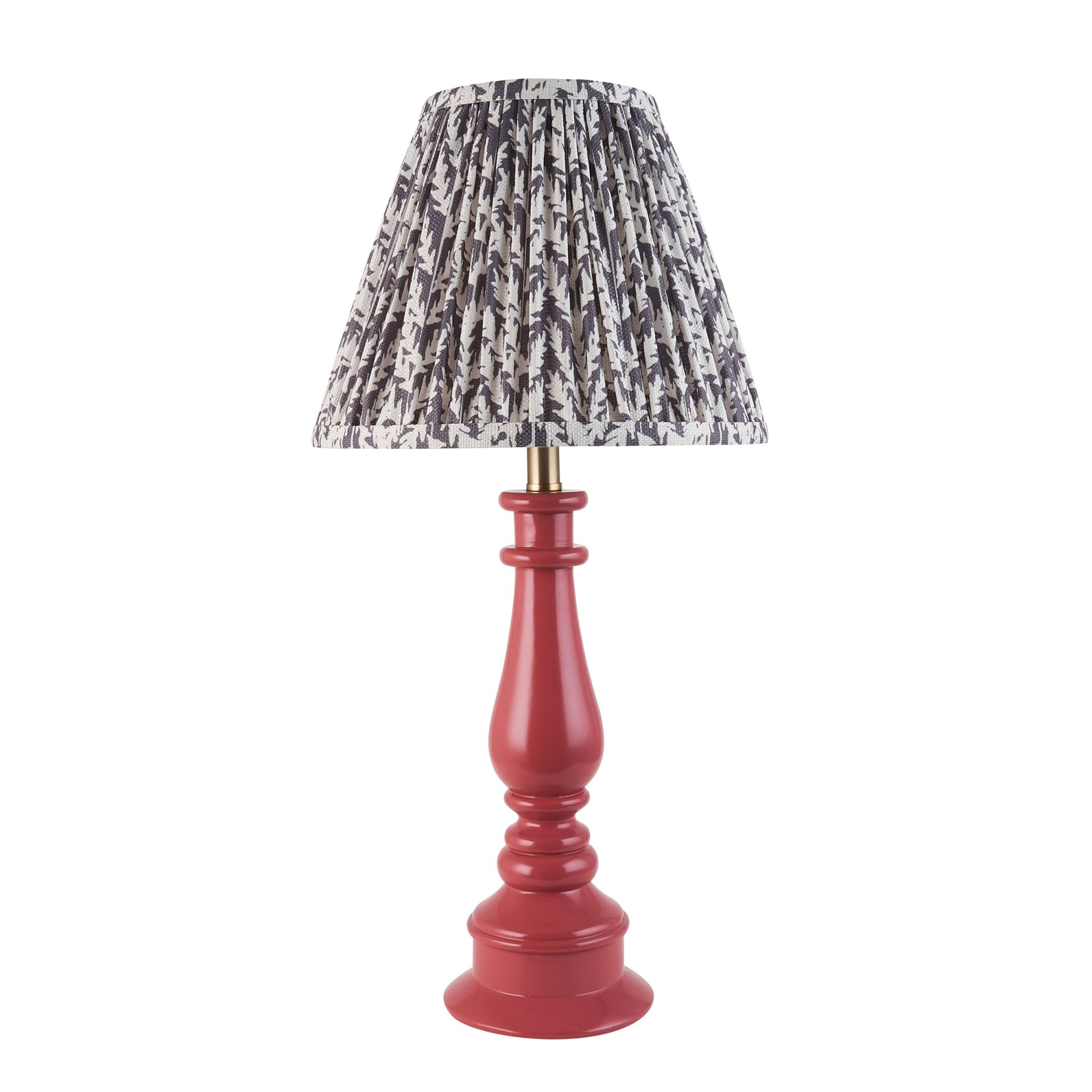 Endon Myrtle Gloss Pink Clay Table Lamp & Leaf 25cm Pearl Grey Shade