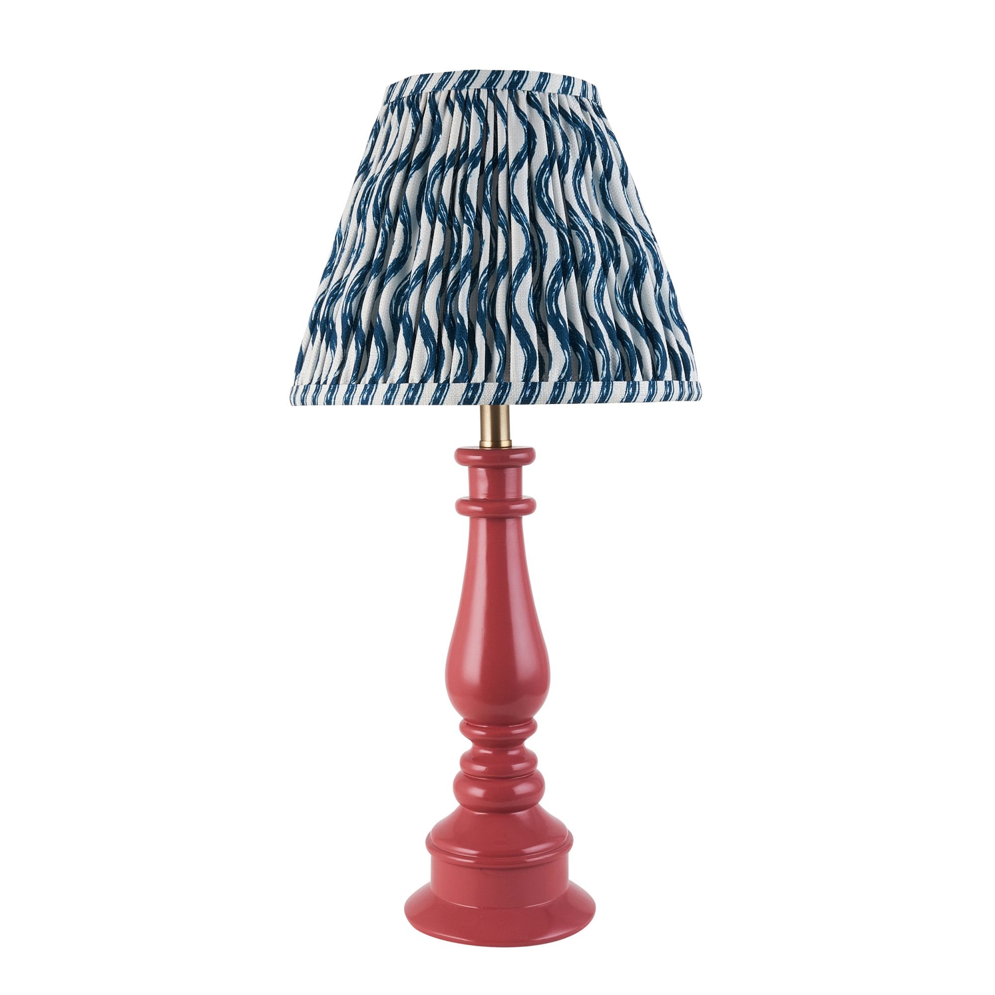 Endon Myrtle Gloss Pink Clay Table Lamp & Ripple 25cm Marlin Blue Shade