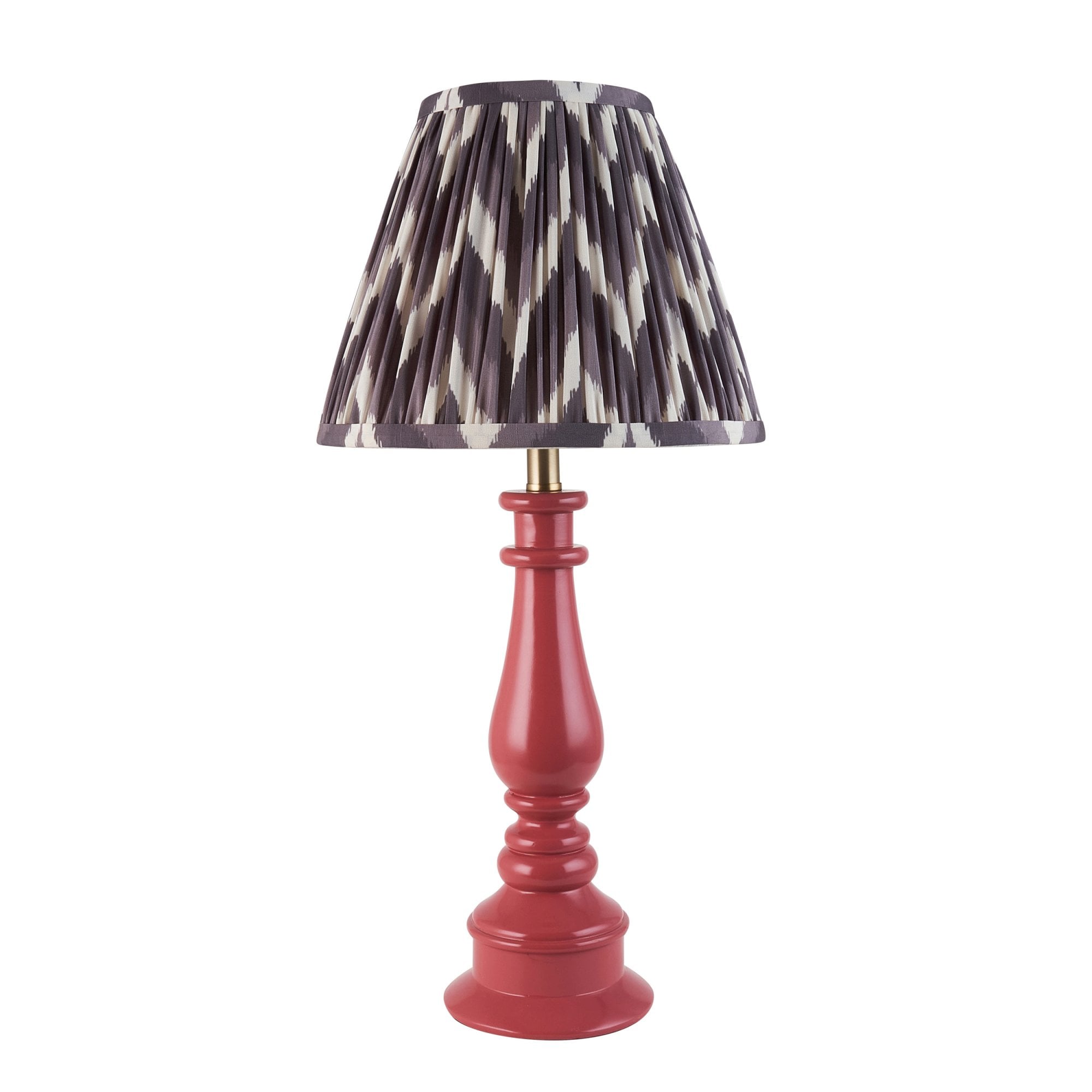 Endon Myrtle Gloss Pink Clay Table Lamp & Zigzag 25cm Pearl Grey Shade