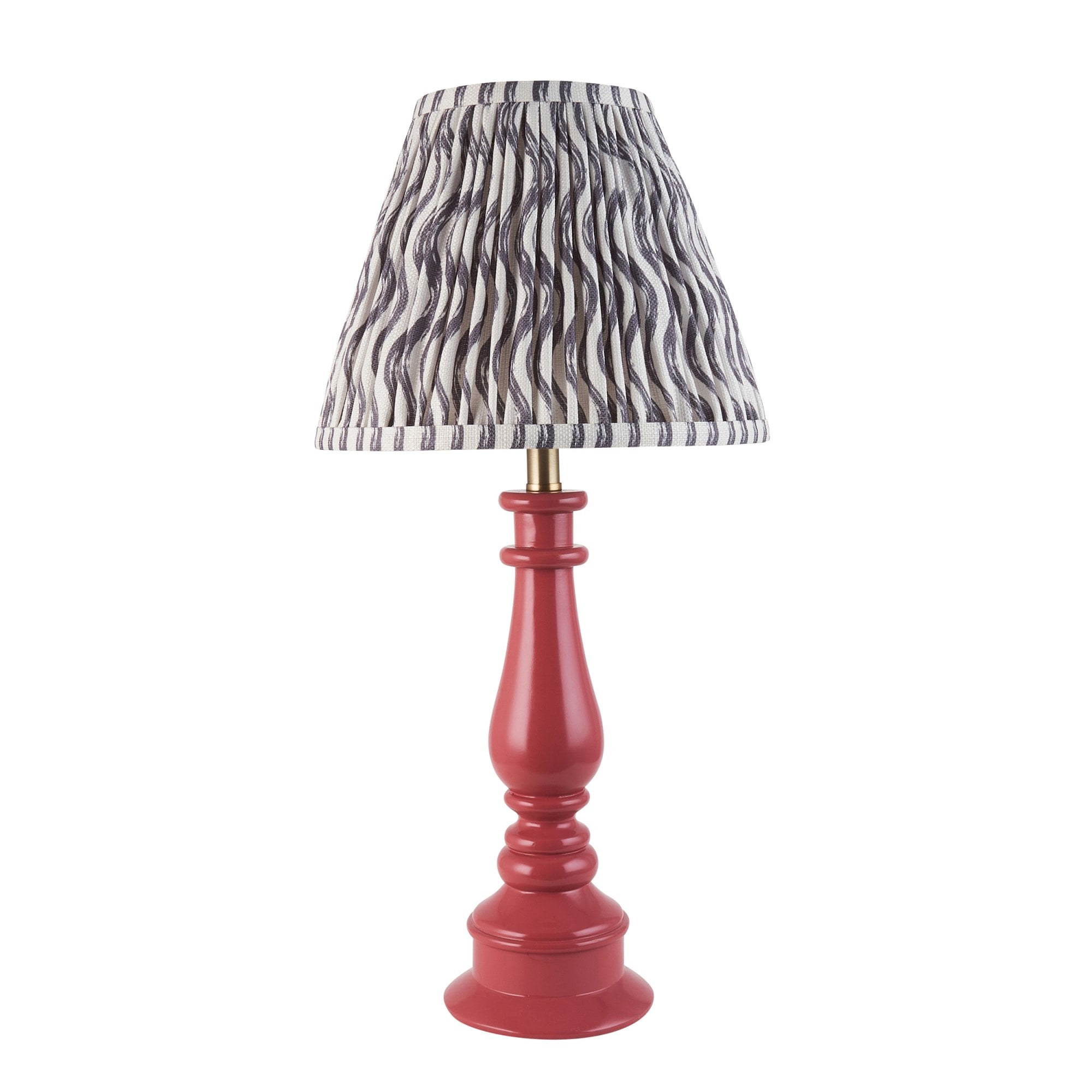 Endon Myrtle Gloss Pink ClayTable Lamp & Ripple 25cm Pearl Grey Shade
