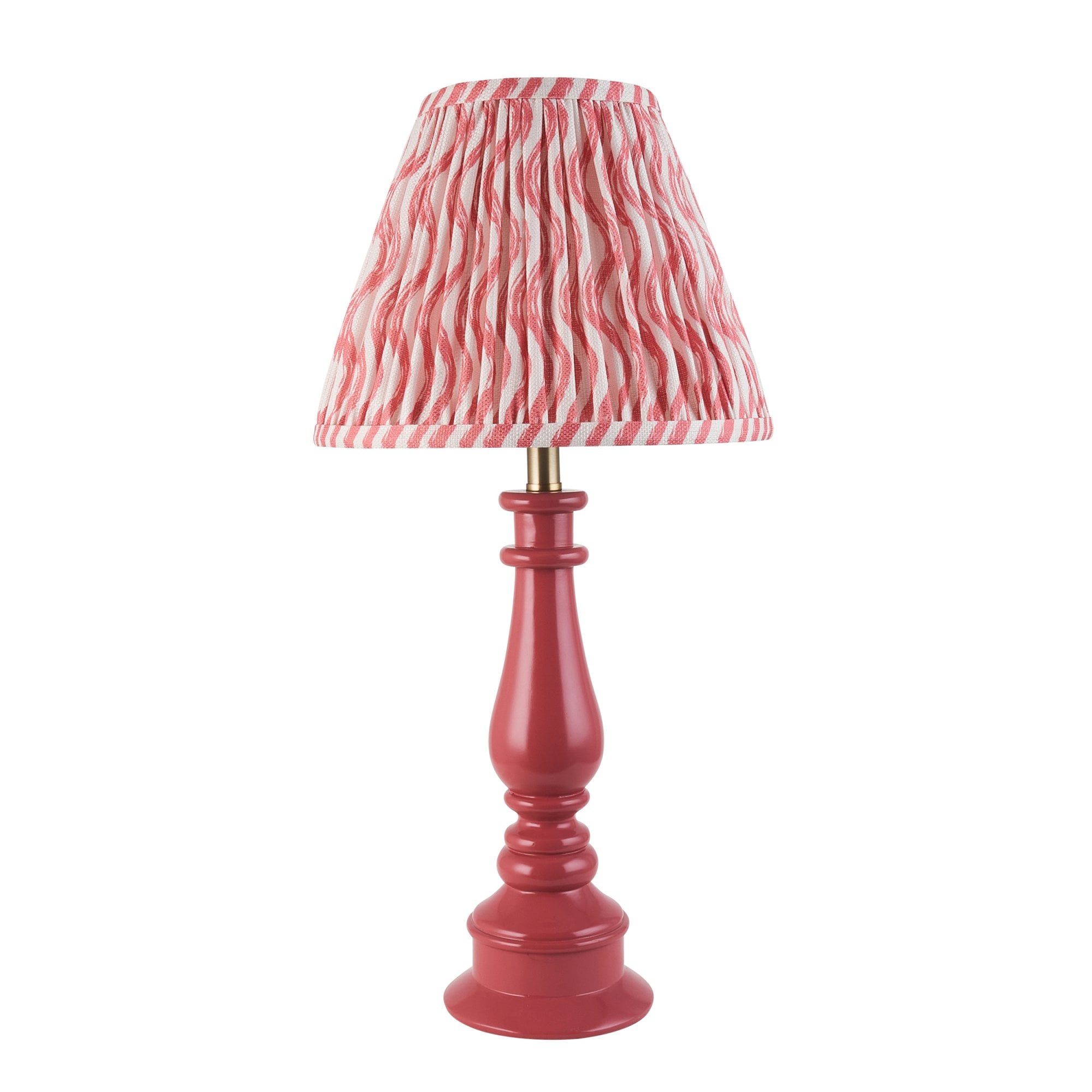 Endon Myrtle Gloss Pink Clay Table Lamp & Ripple 25cm Coral Pink Shade