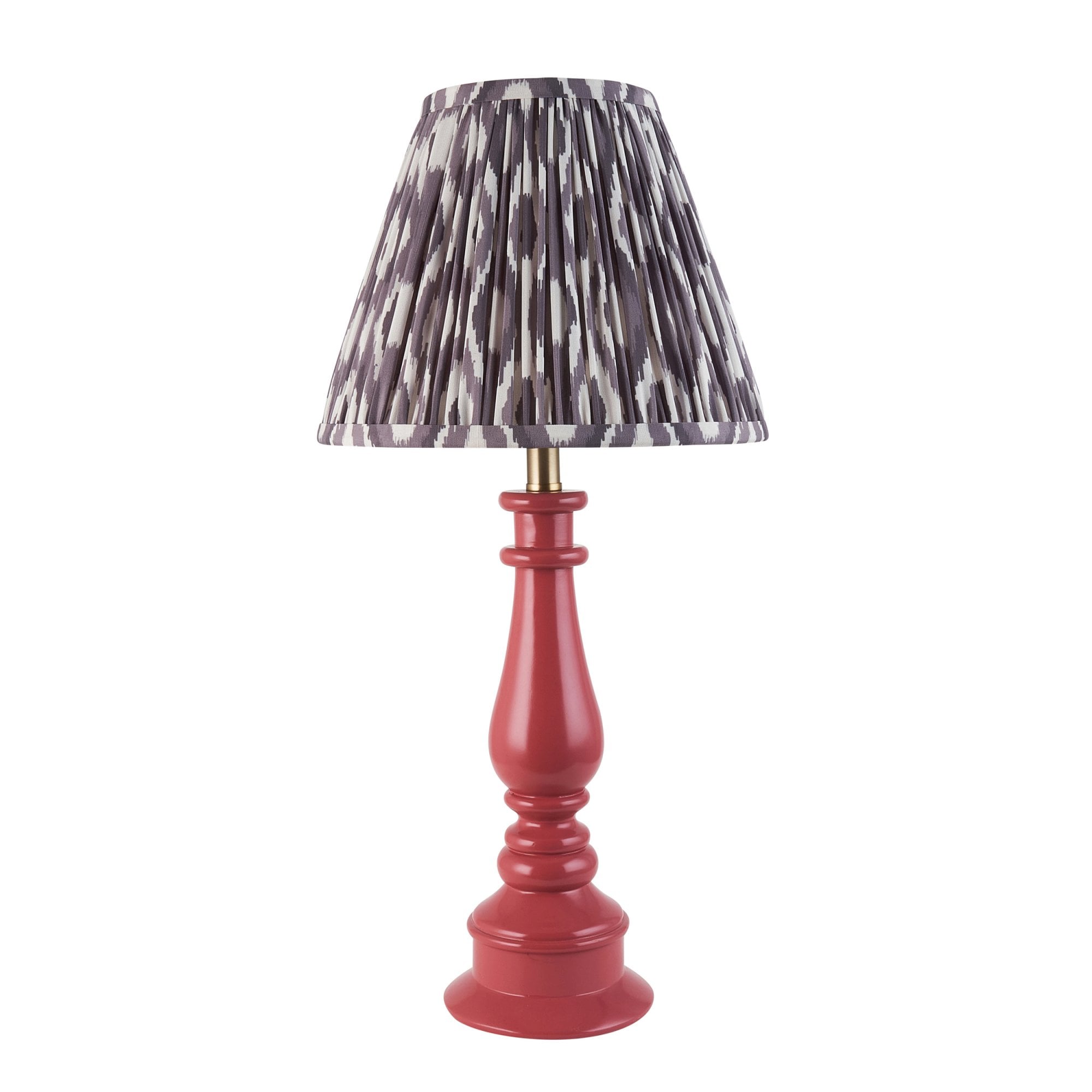 Endon Myrtle Gloss Pink Clay Table Lamp & Ikat 25cm Pearl Grey Shade