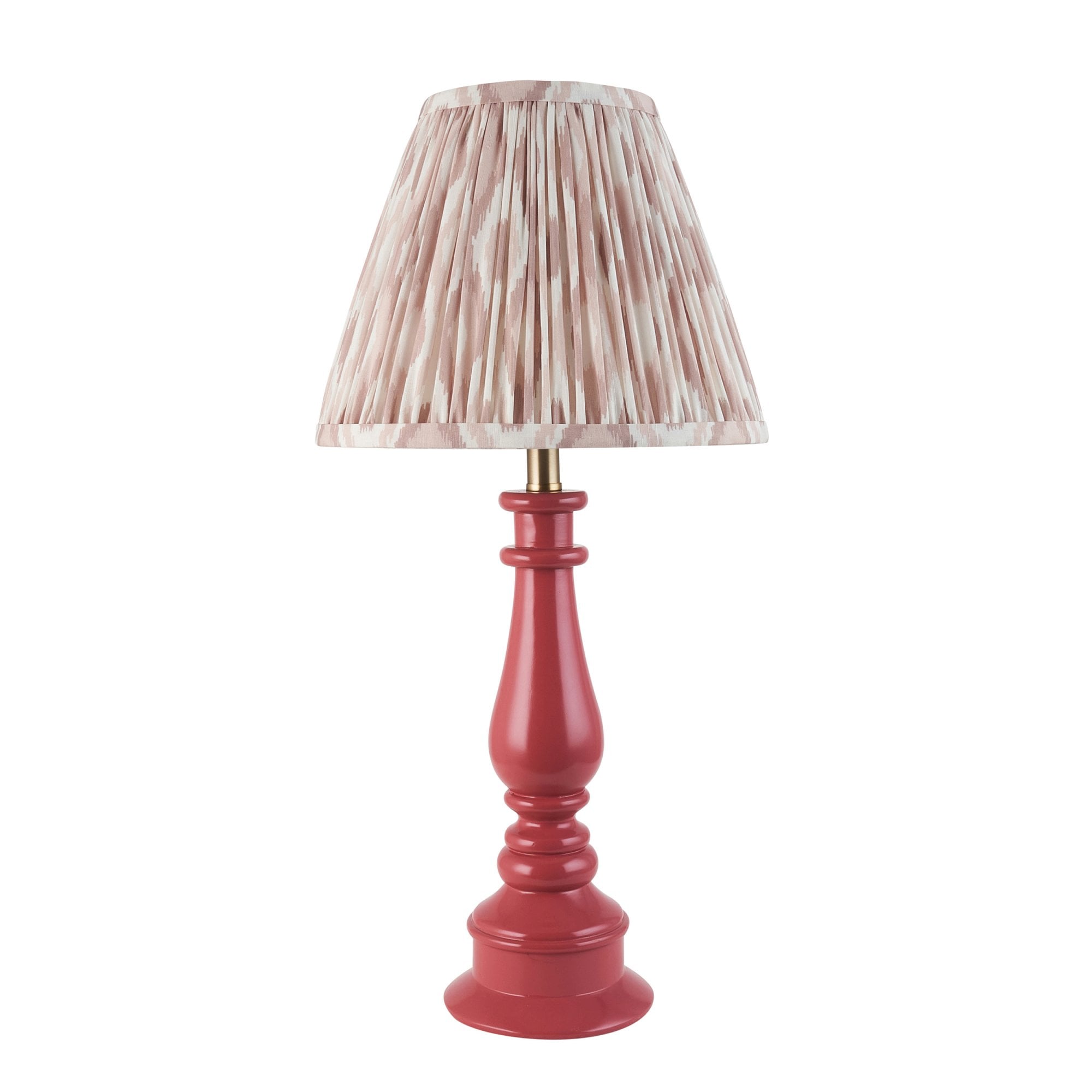 Endon Myrtle Gloss Pink Clay Table Lamp & Ikat 25cm Neutral Shade