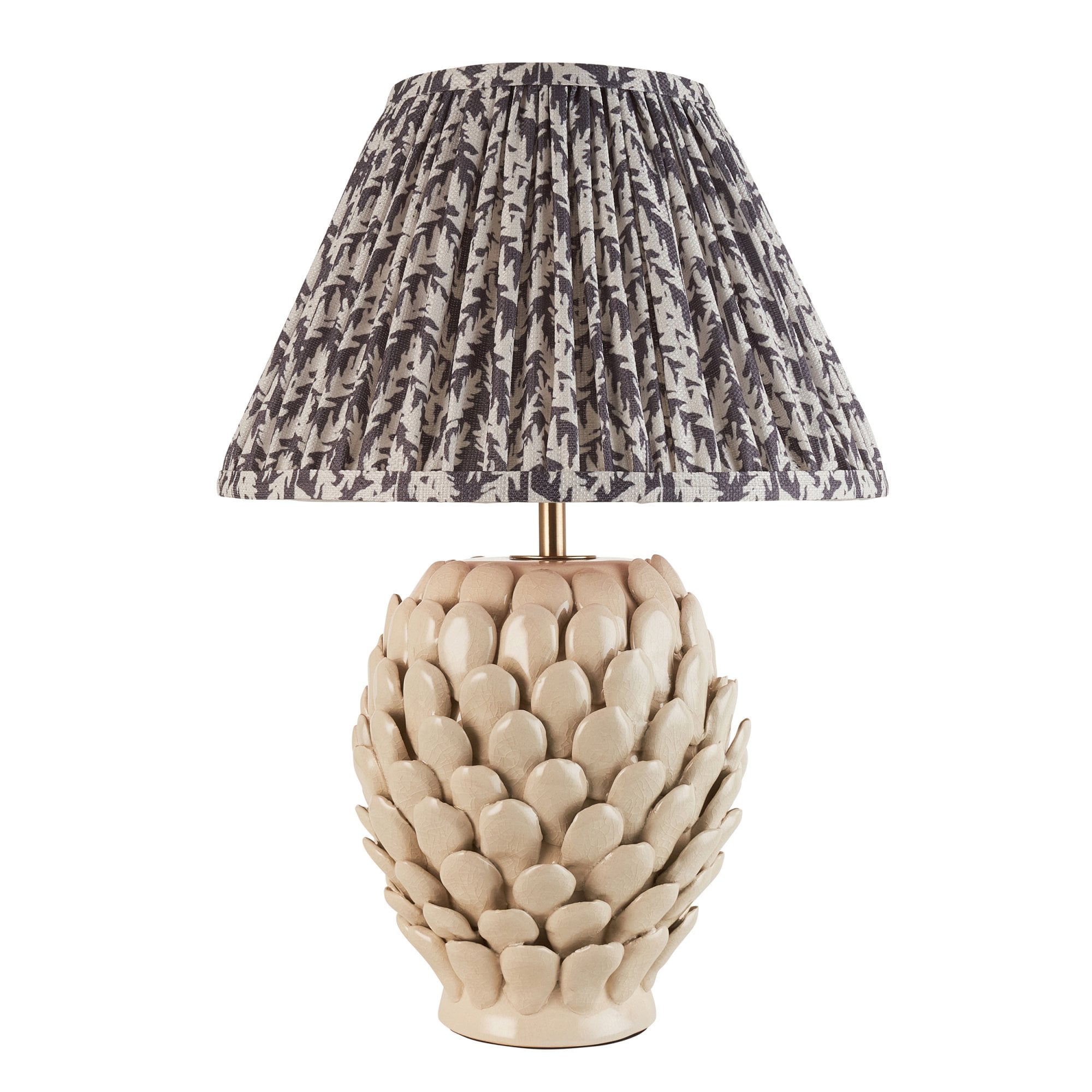 Endon Layered Leaf Ivory Crackle Glaze Ceramic Table Lamp & Leaf 30cm Pearl Grey Shade