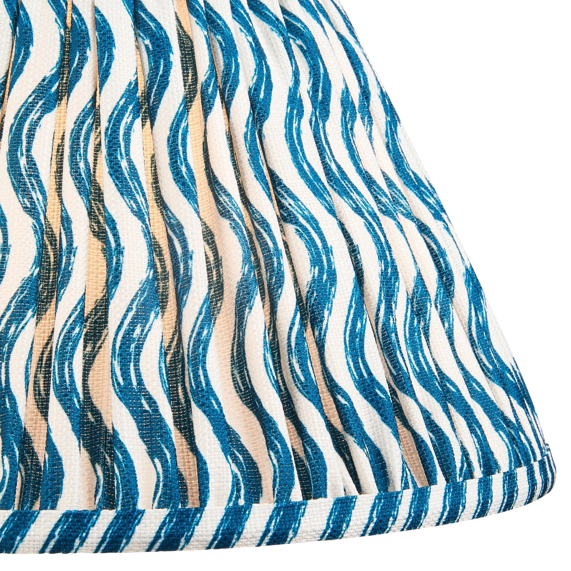 Endon Layered Leaf Ivory Crackle Glaze Ceramic Table Lamp & Ripple 30cm Marlin Blue Shade