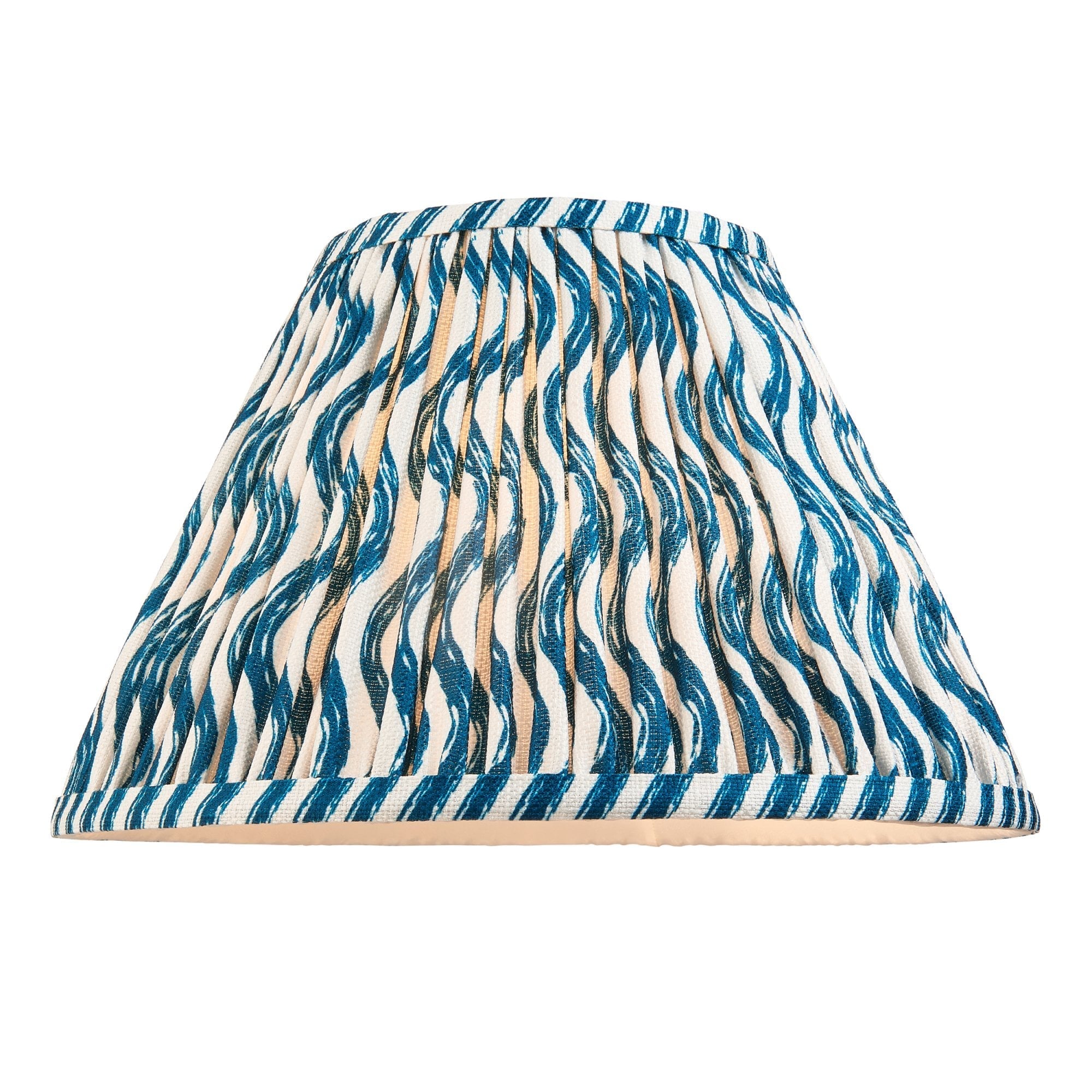Endon Layered Leaf Ivory Crackle Glaze Ceramic Table Lamp & Ripple 30cm Marlin Blue Shade