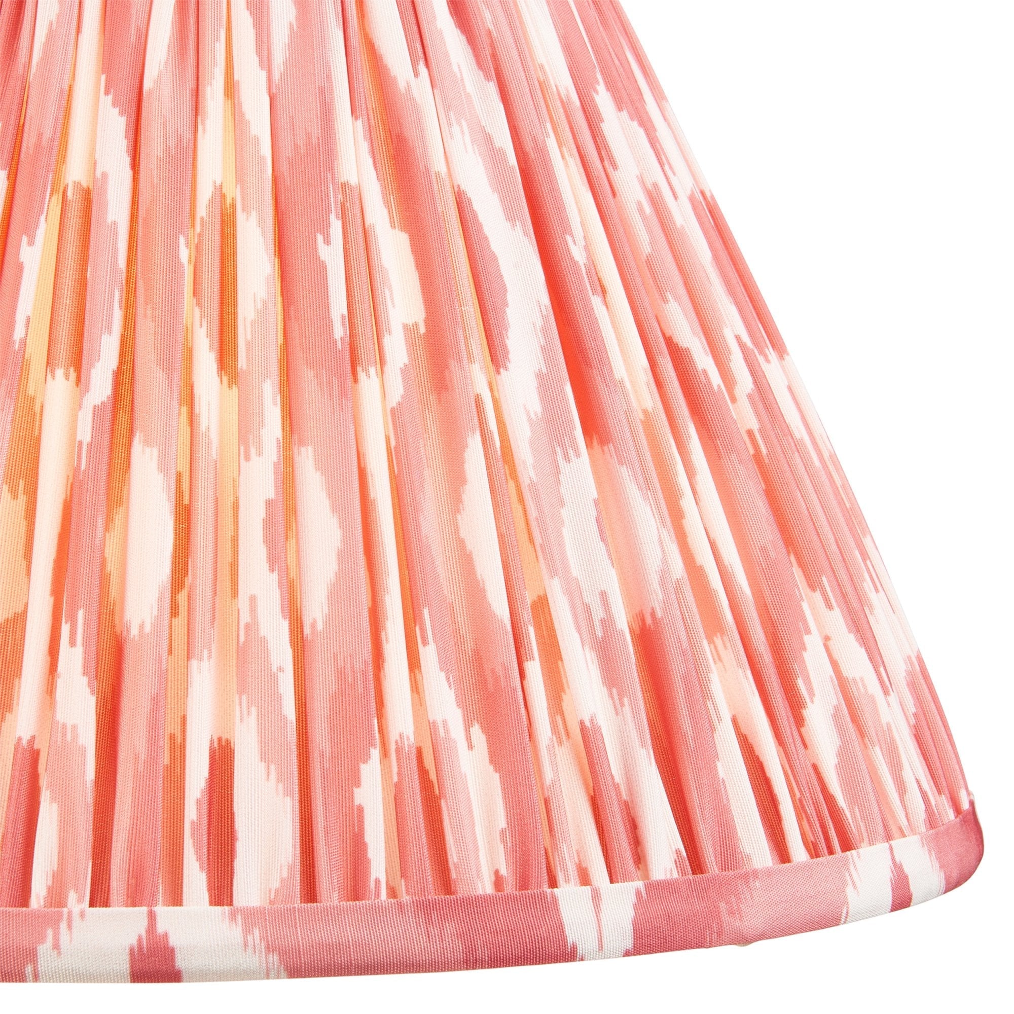 Endon Layered Leaf Ivory Crackle Glaze Ceramic Table Lamp & Ikat 30cm Coral Pink Shade