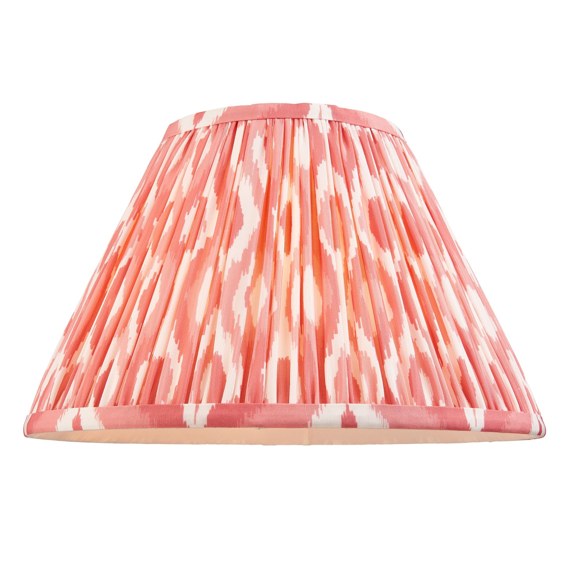 Endon Layered Leaf Ivory Crackle Glaze Ceramic Table Lamp & Ikat 30cm Coral Pink Shade