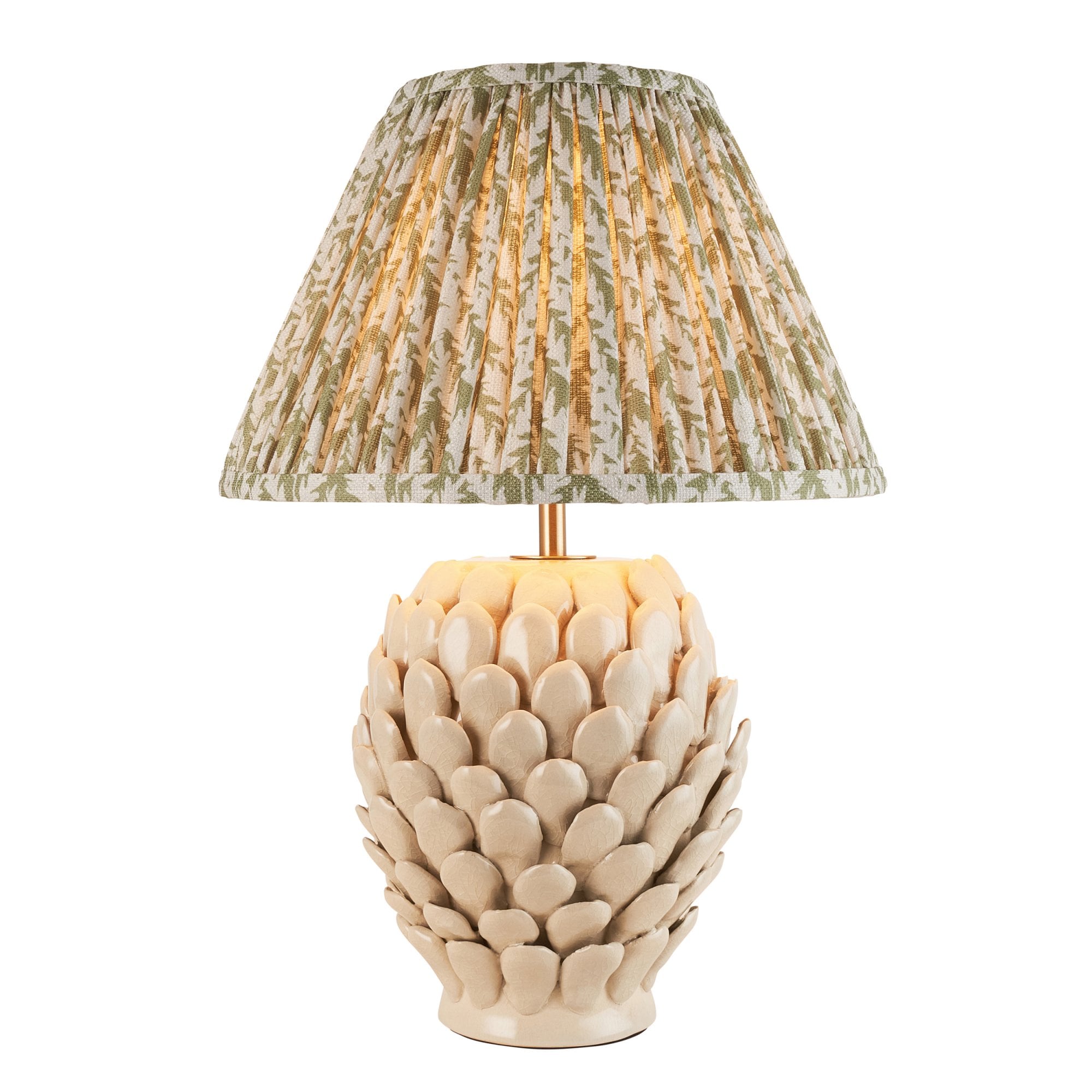 Endon Layered Leaf Ivory Crackle Glaze Ceramic Table Lamp & Leaf 30cm Herb Garden Green Shade